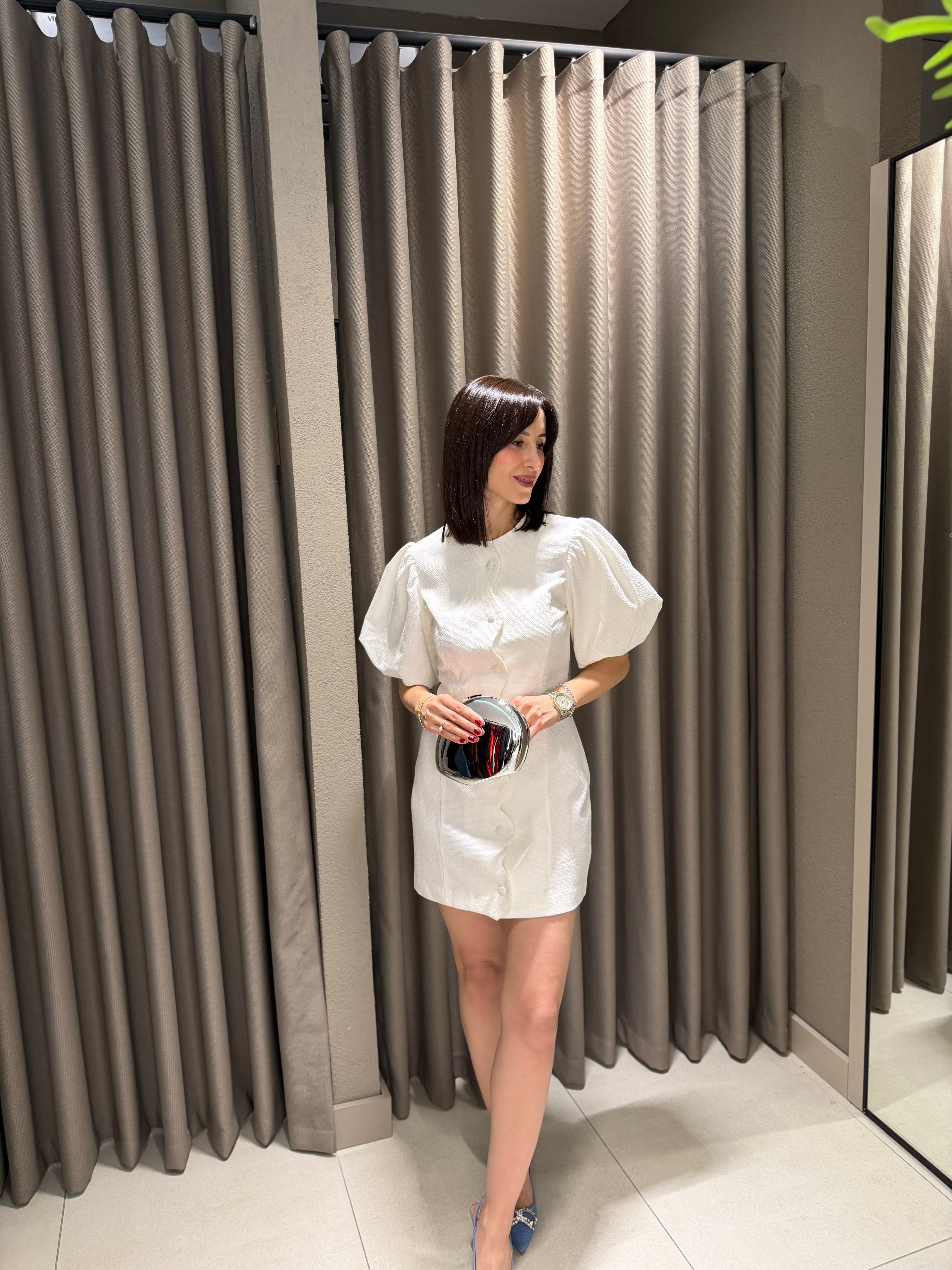 Balon Kol Elbise BEYAZ