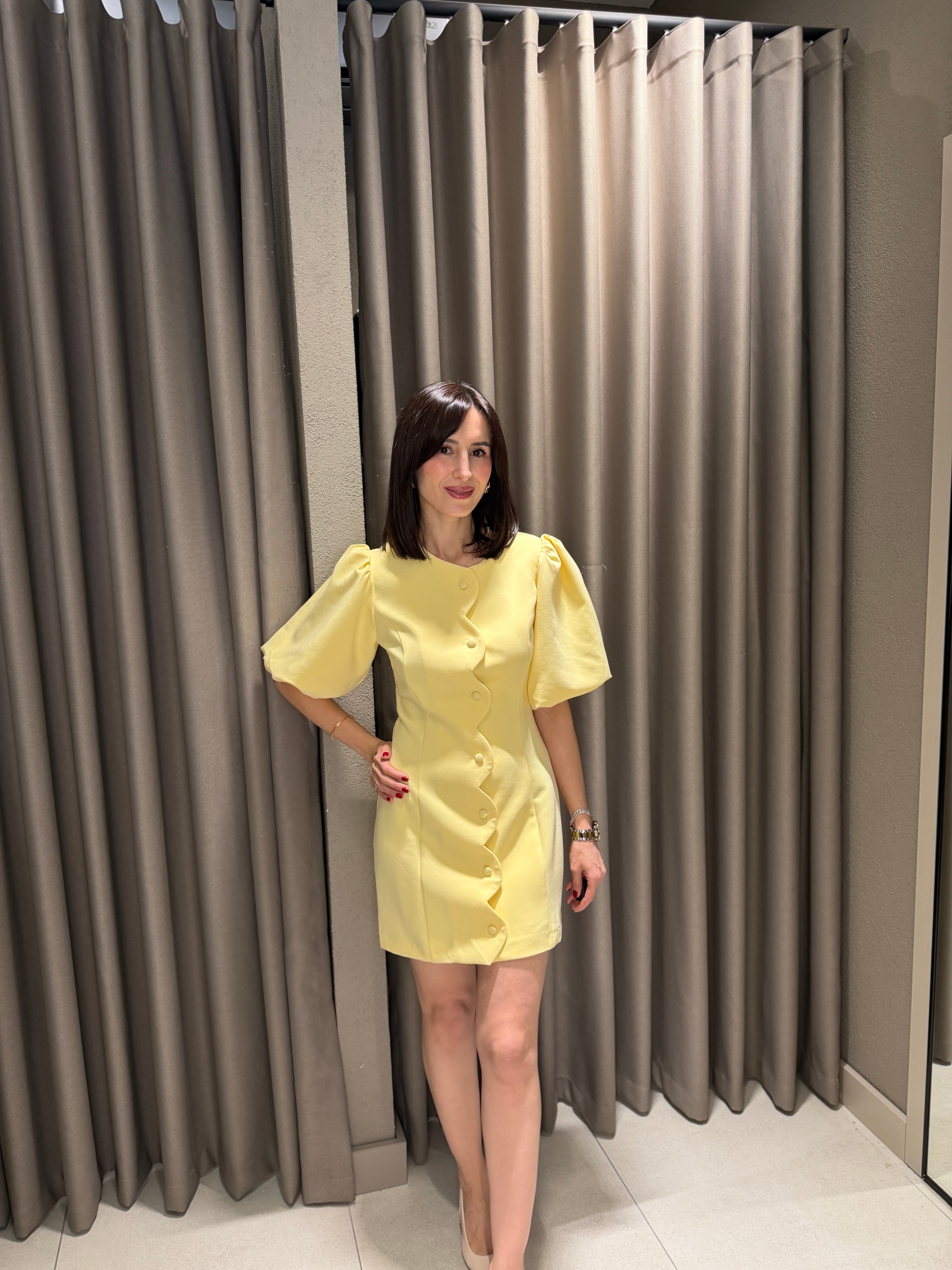 Balon Kol Elbise SARI