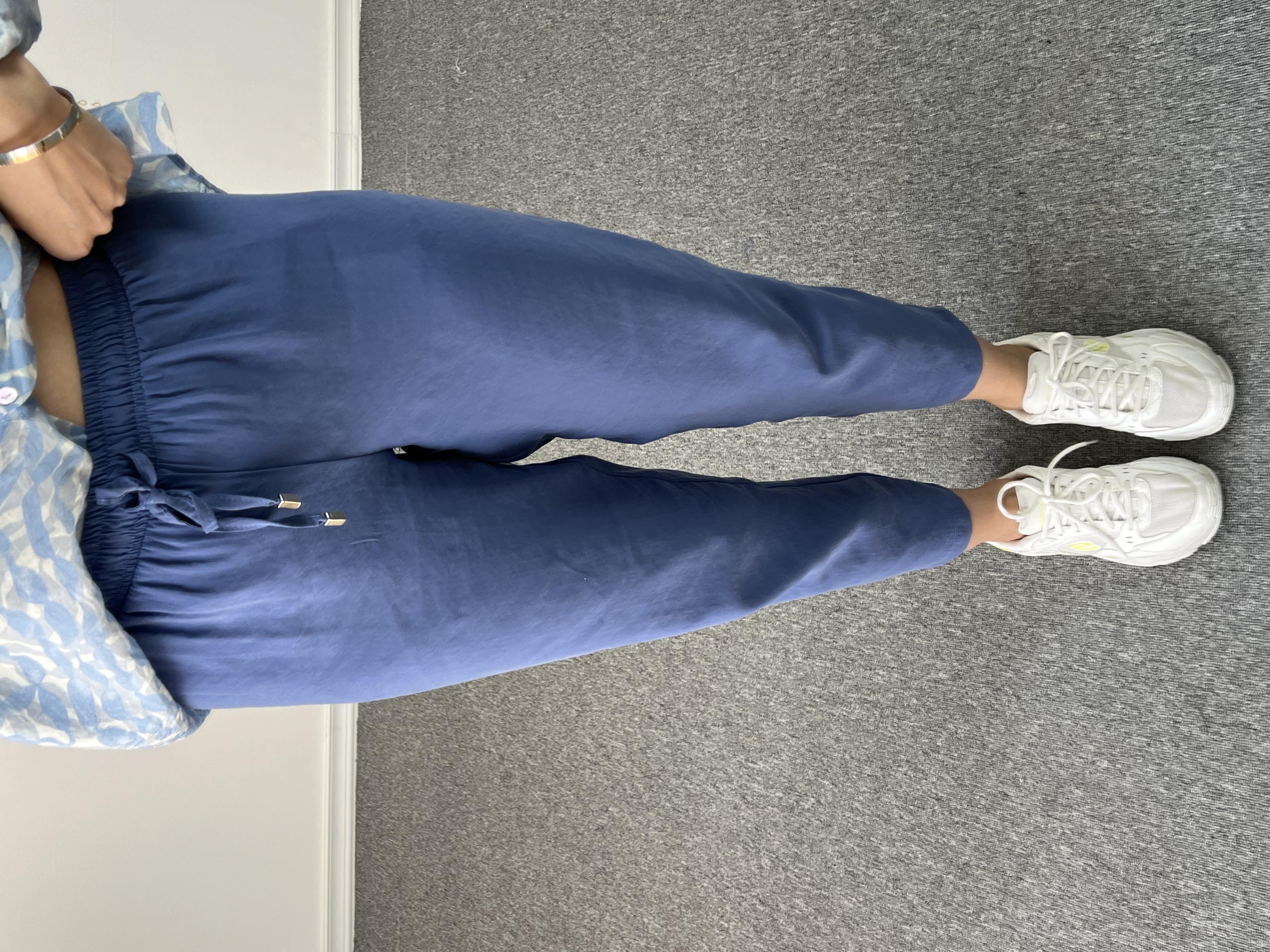 Beli Lastikli Mavi Tensel Pantolon