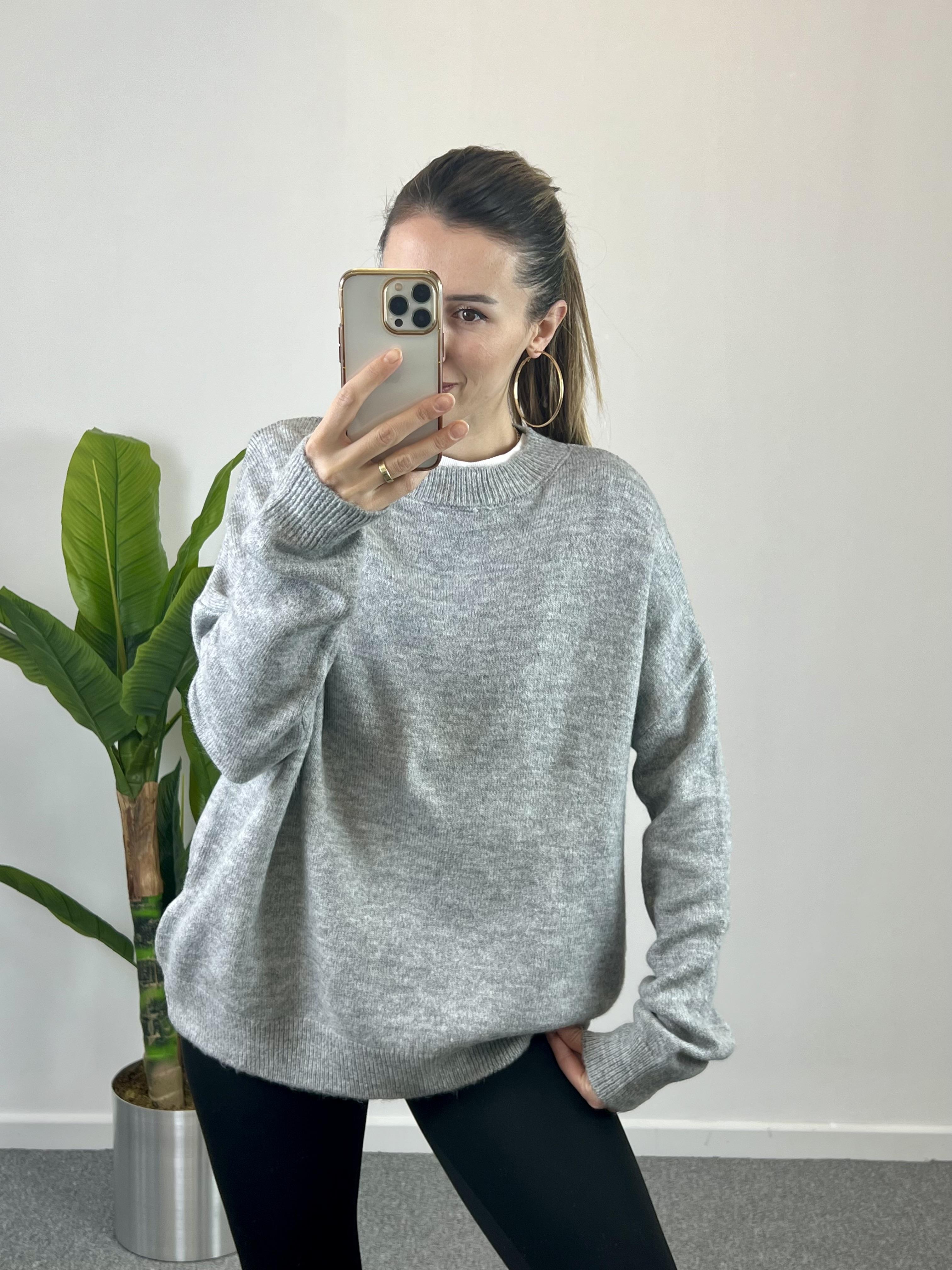 Bisiklet Yaka Gri Kazak