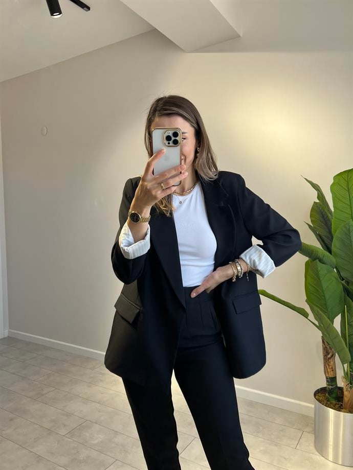 ÇİZGİLİ ASTARLI OWERSİZE BLAZER CEKET