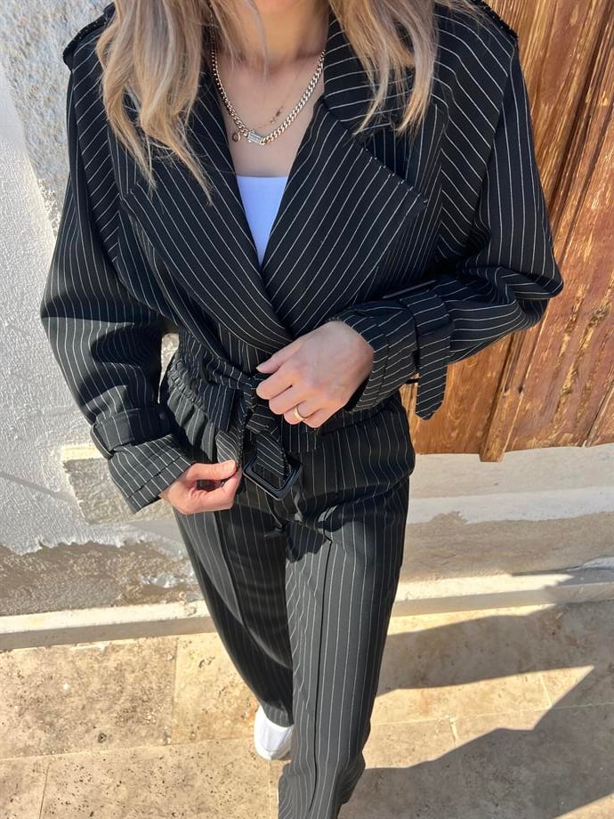 ÇİZGİLİ TRENÇ TAKIM