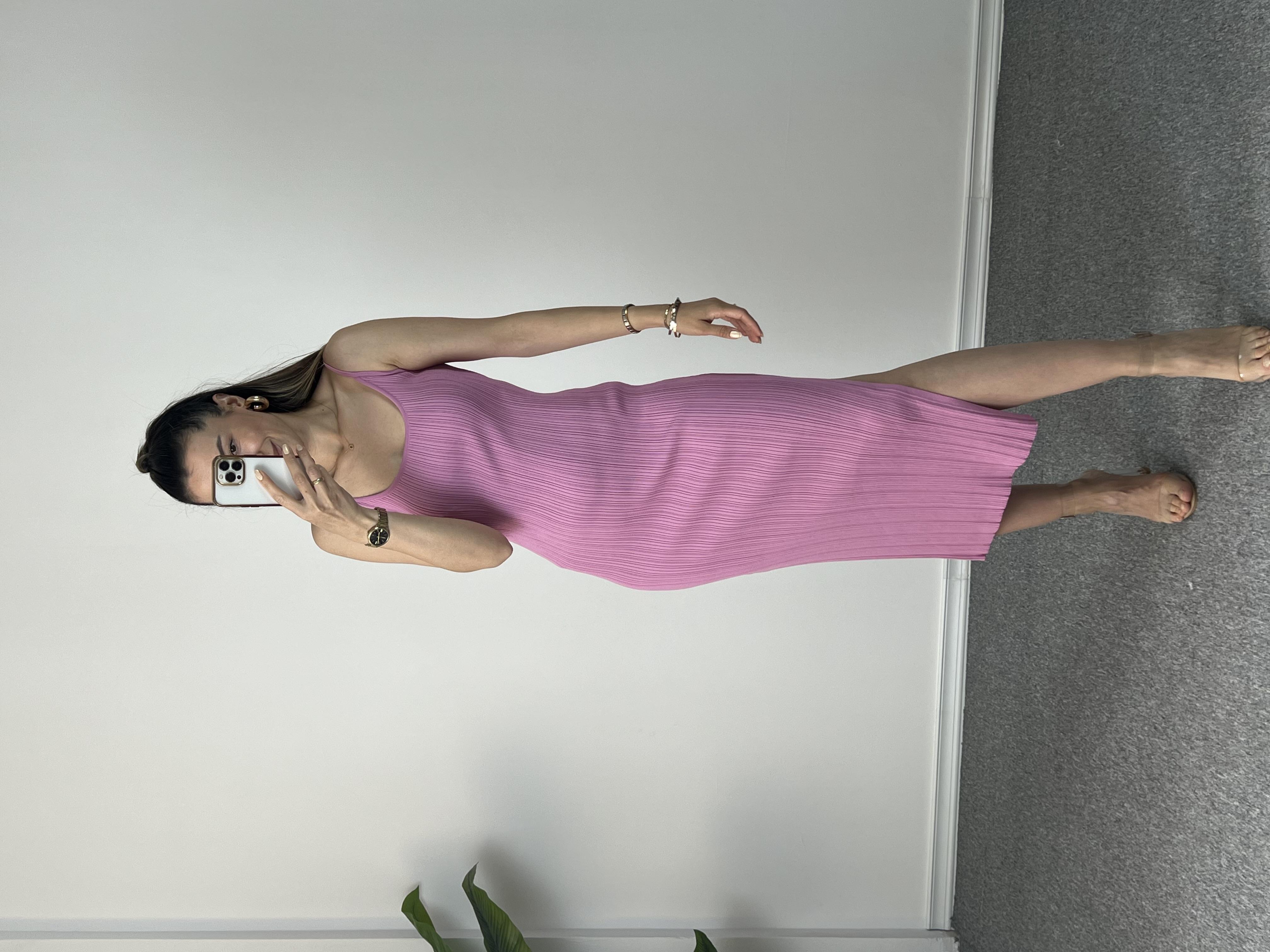 Dilvin Pembe Çelik Triko Elbise