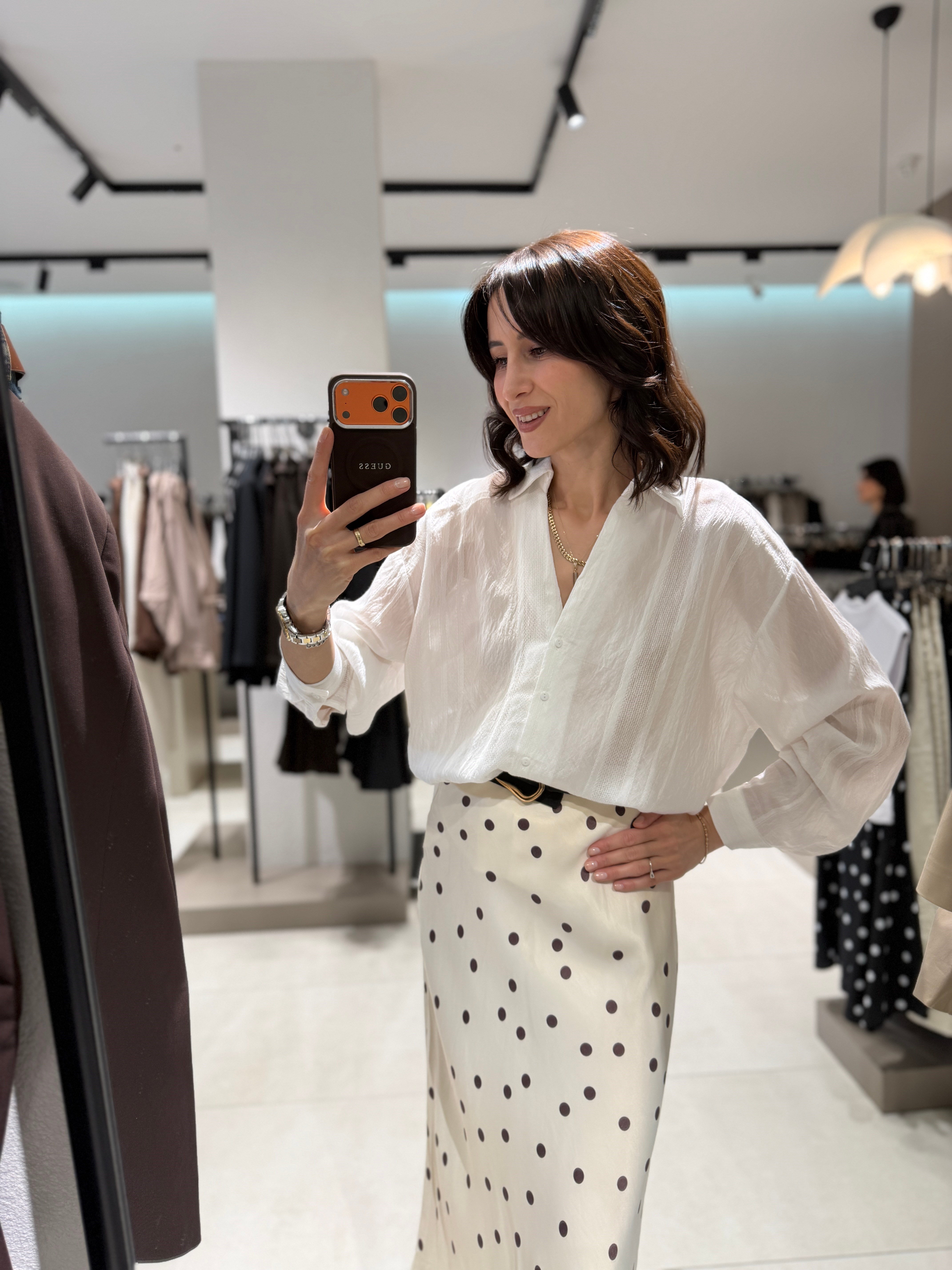 Dokulu Transparan Gömlek BEYAZ