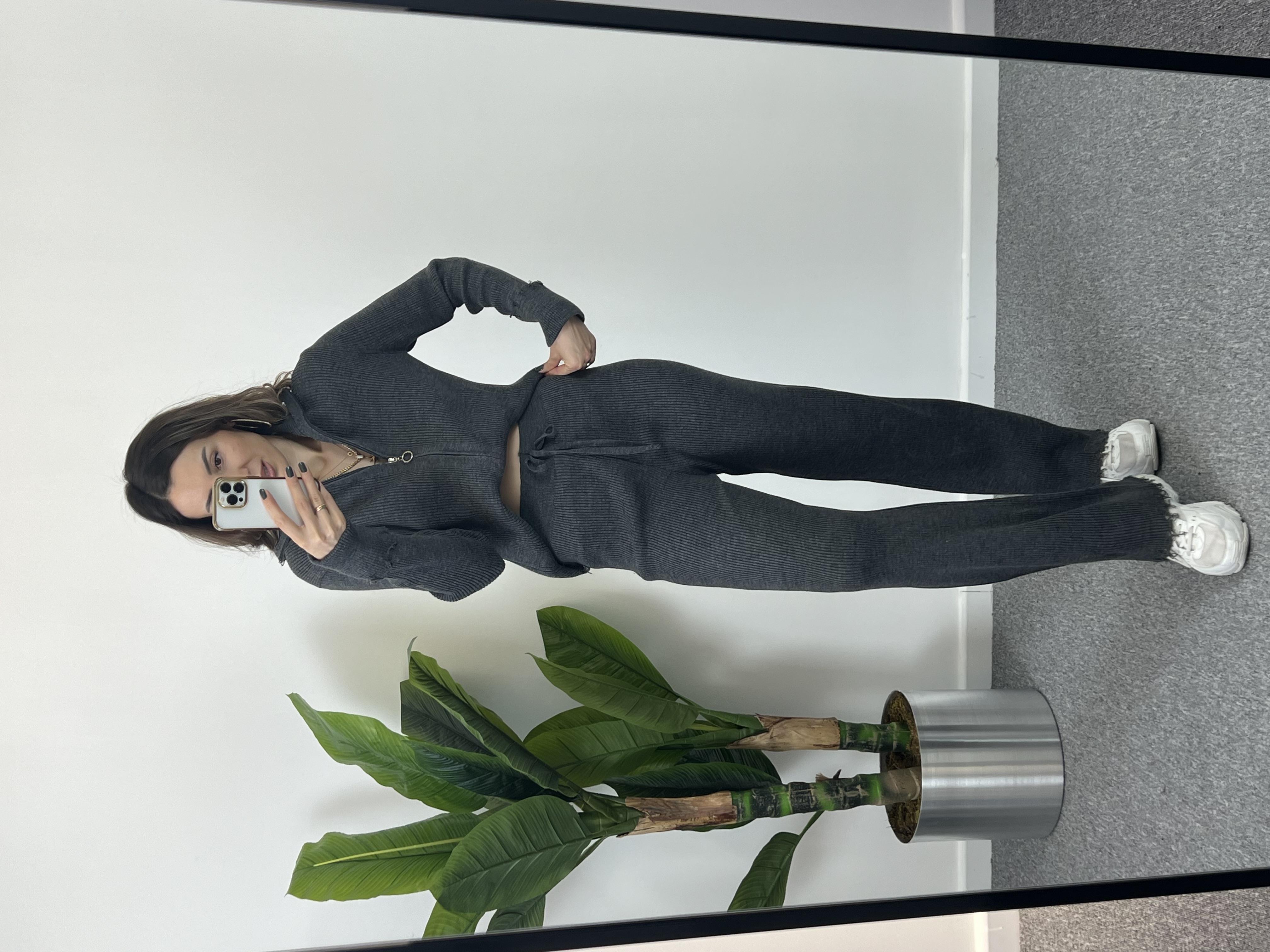 Fitilli Triko Antrasit Takım 