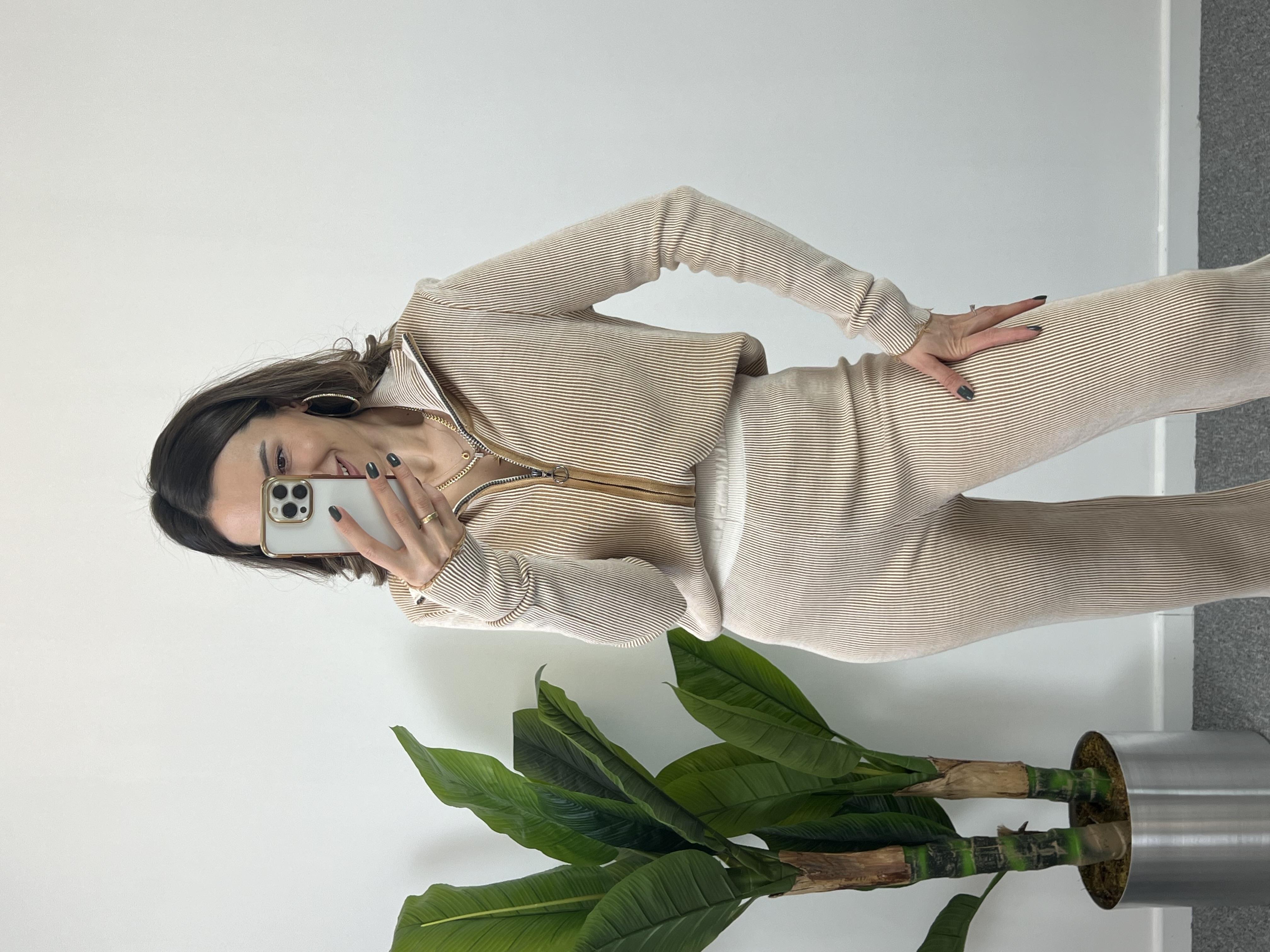 Fitilli Triko Karamel Takım 