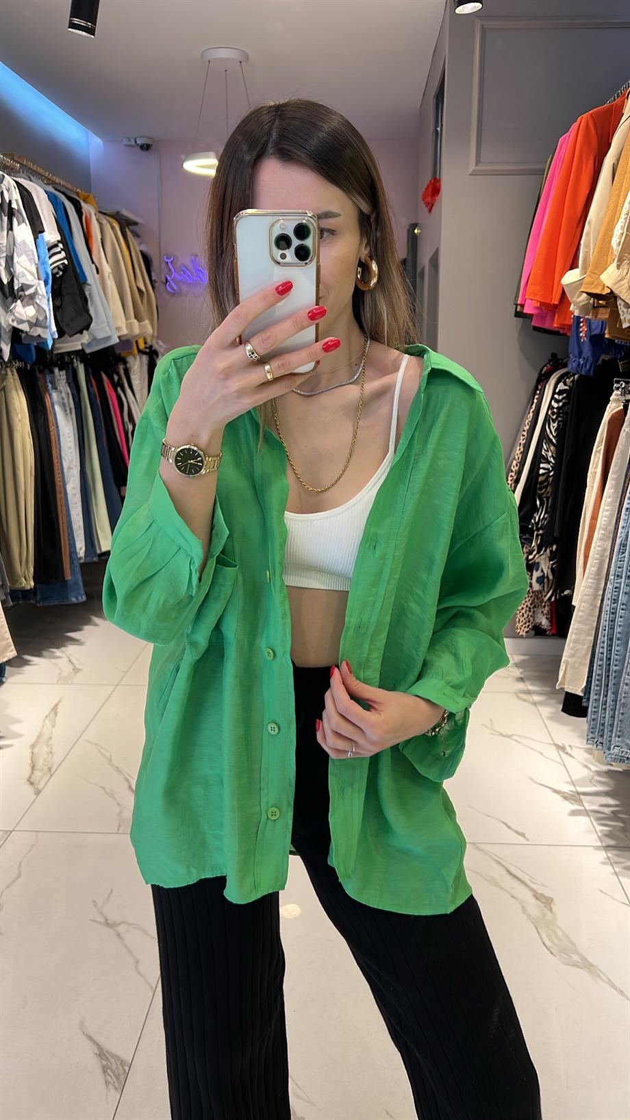 FSP TENSEL OWERSİZE DÜŞÜK OMUZ GÖMLEK