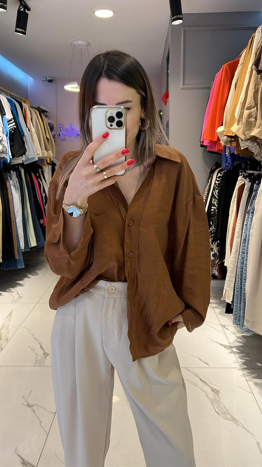 FSP TENSEL OWERSİZE DÜŞÜK OMUZ GÖMLEK