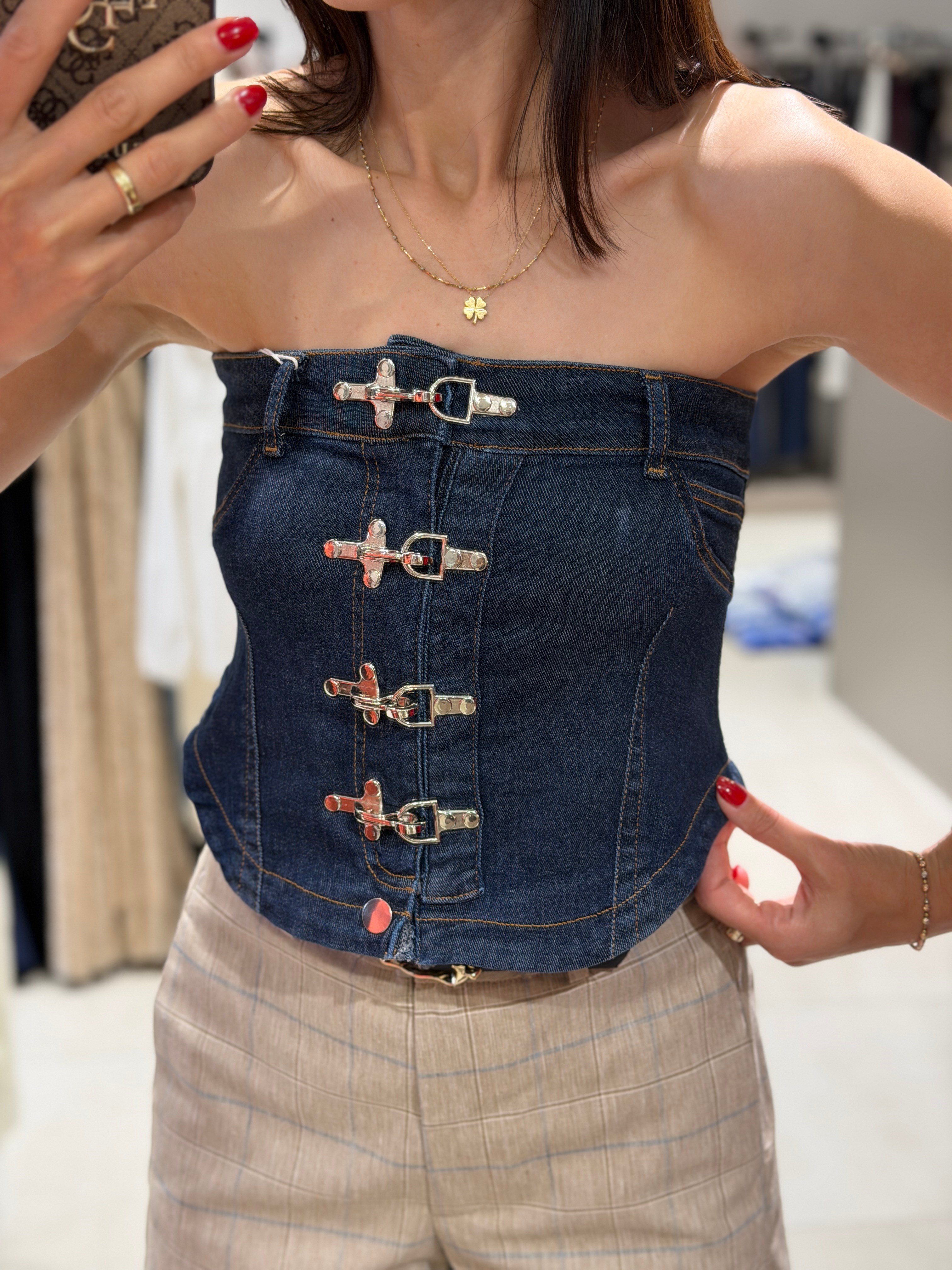 Kancalı Jean Straplez Bluz