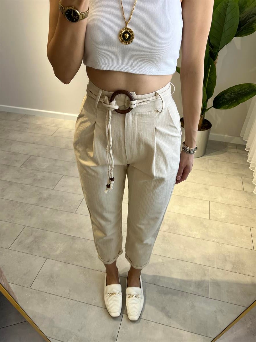 KEMERLİ GABARDİN PANTOLON