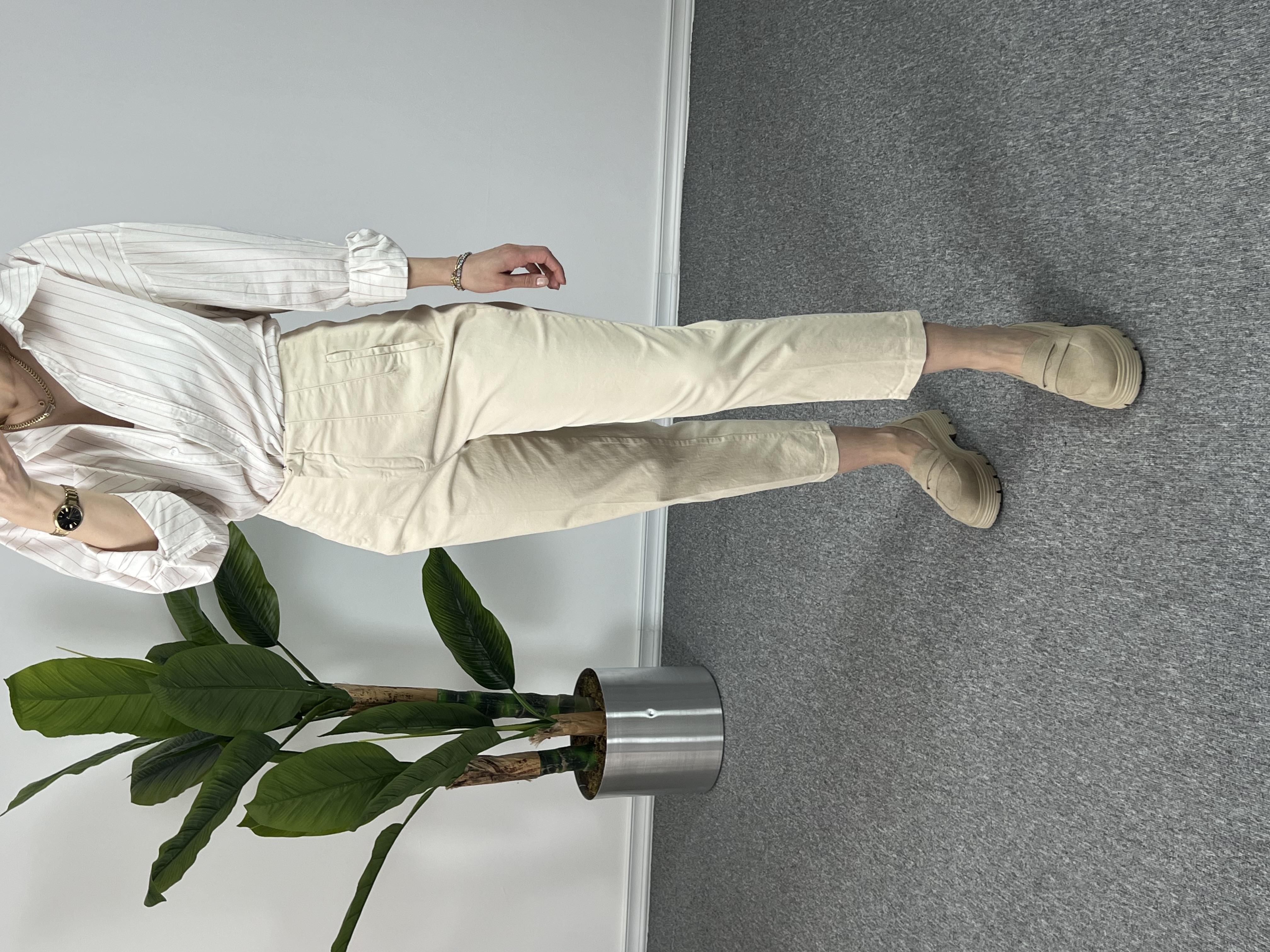 Keten Krem ZR Model Havuç Pantolon