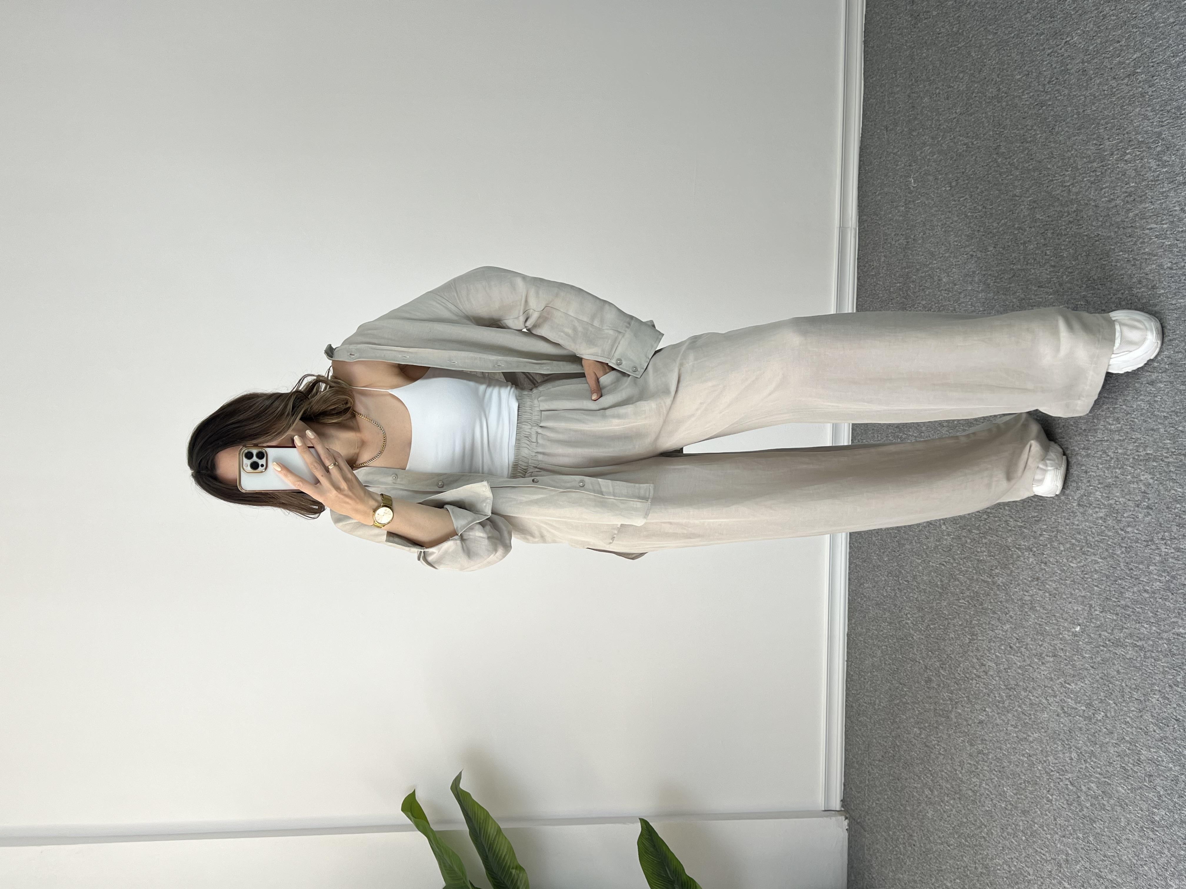 Keten Mint Gömlek Takım 