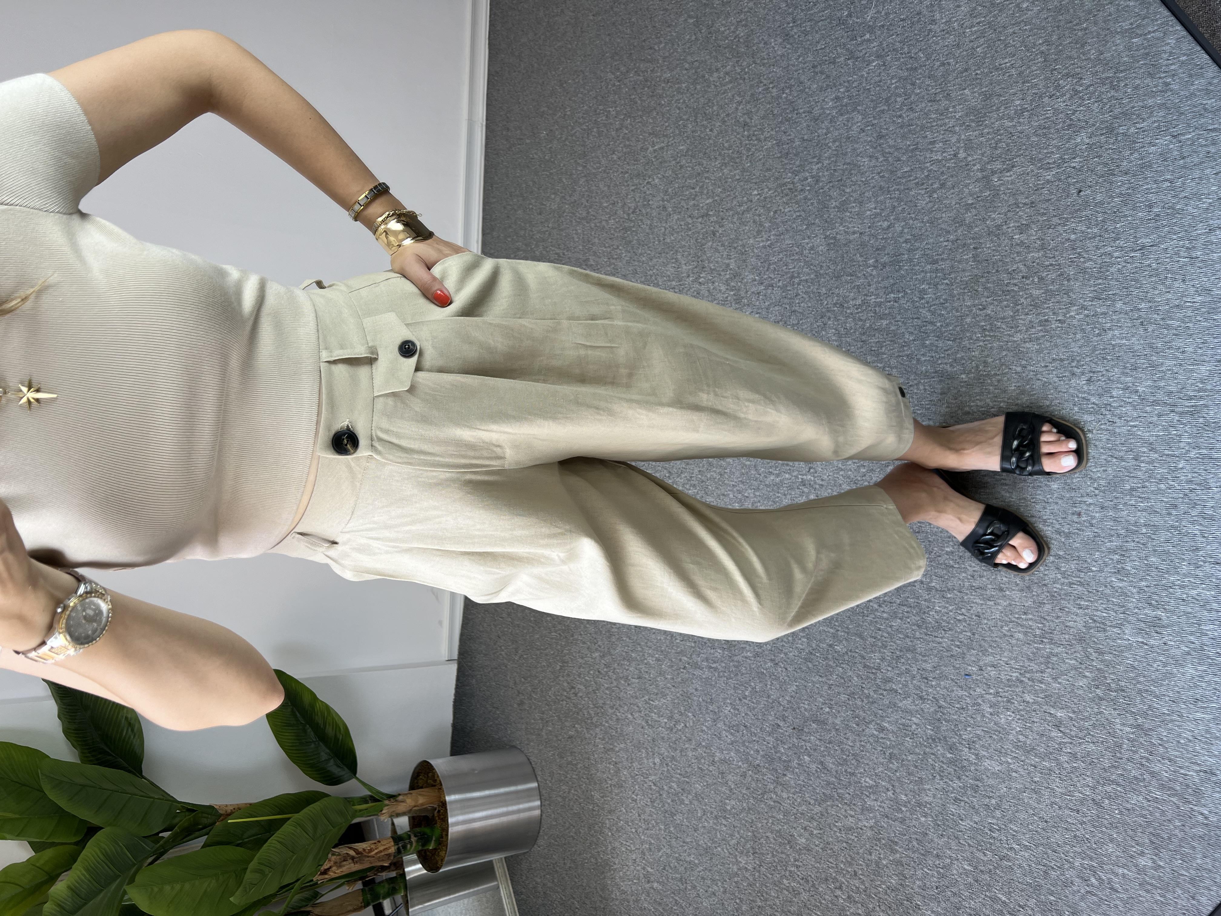 Keten Şalvar Taş Pantolon