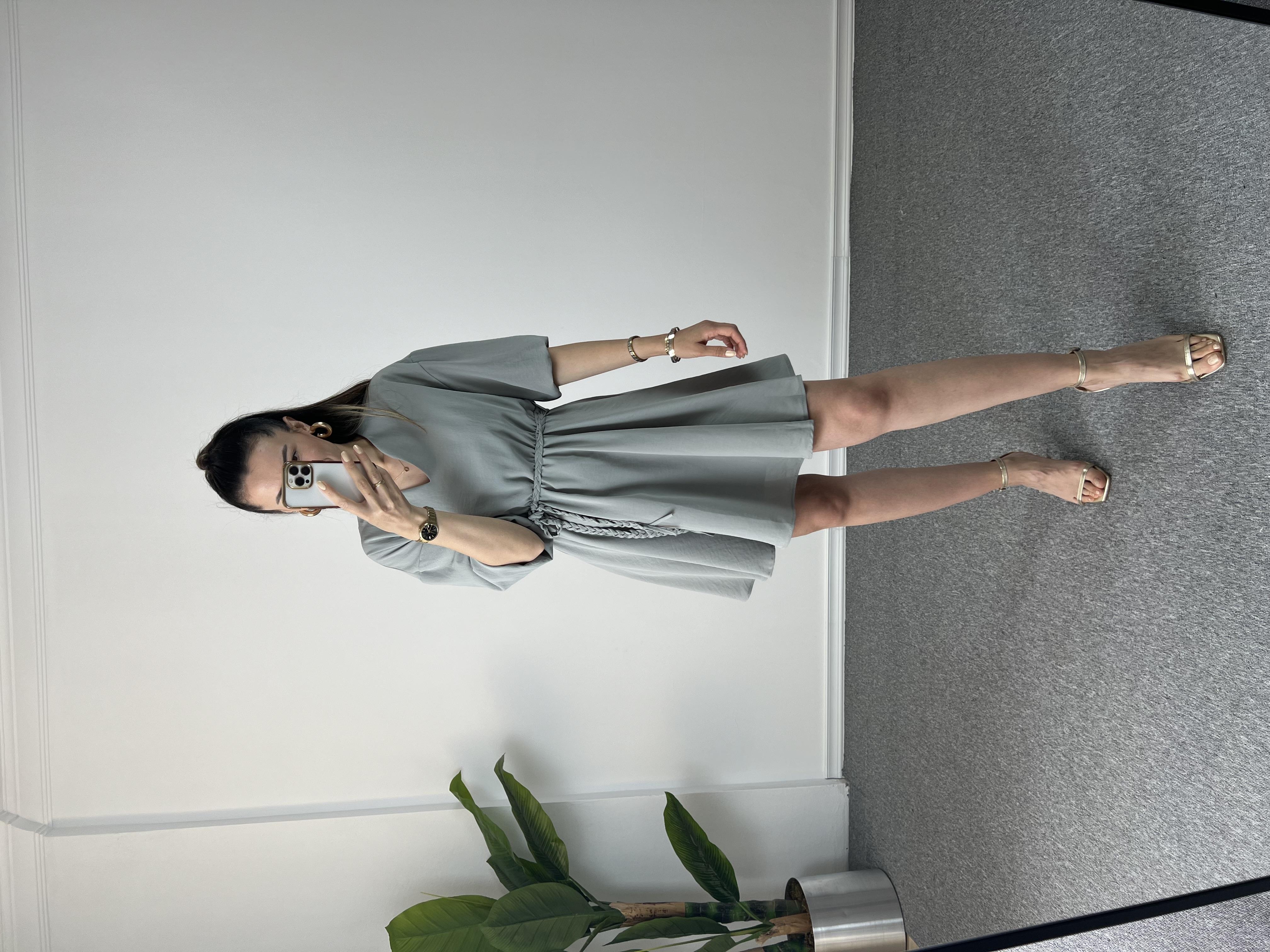 Kuşaklı Mint Elbise