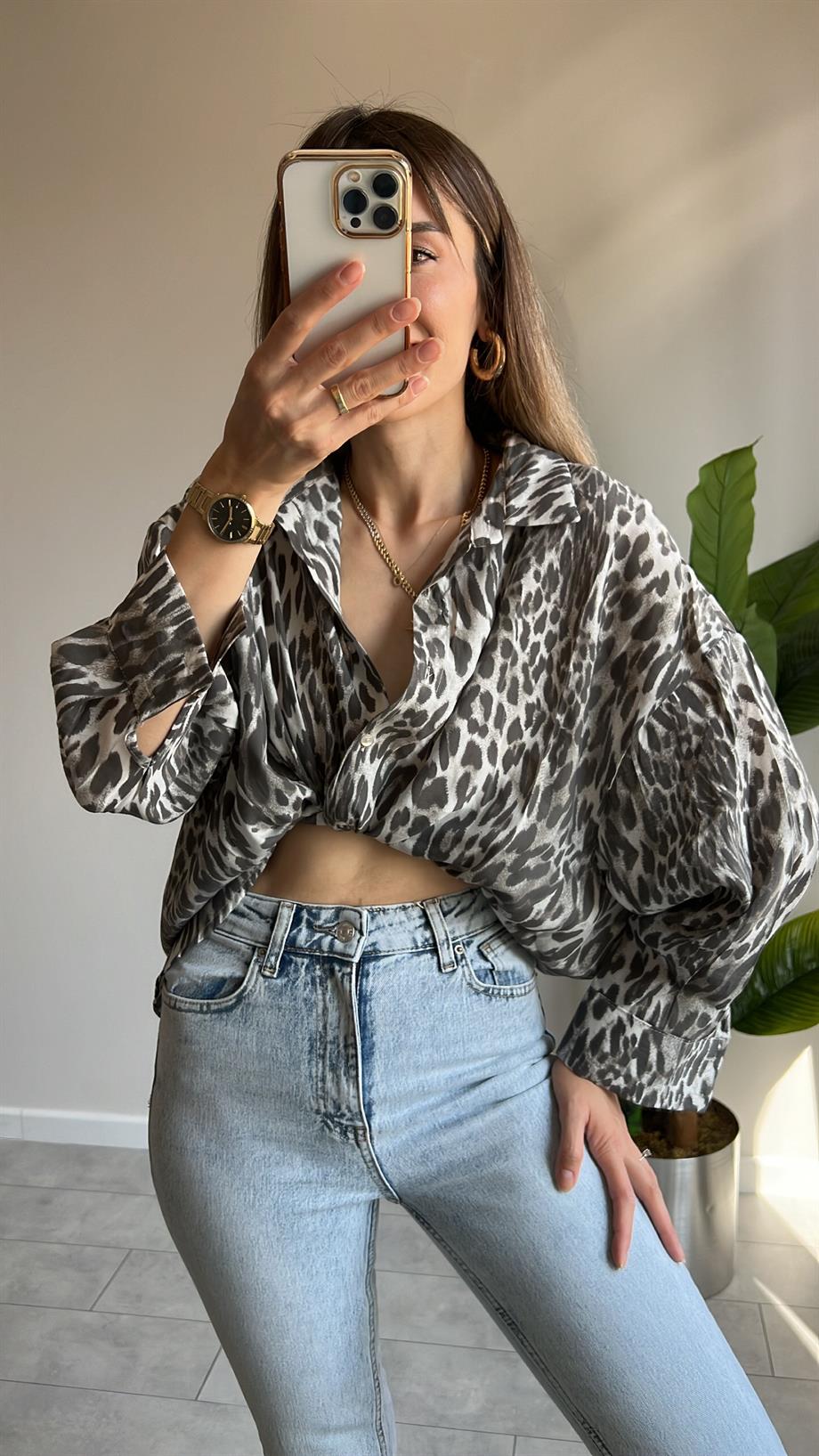 LEOPAR DESENLİ GÖMLEK