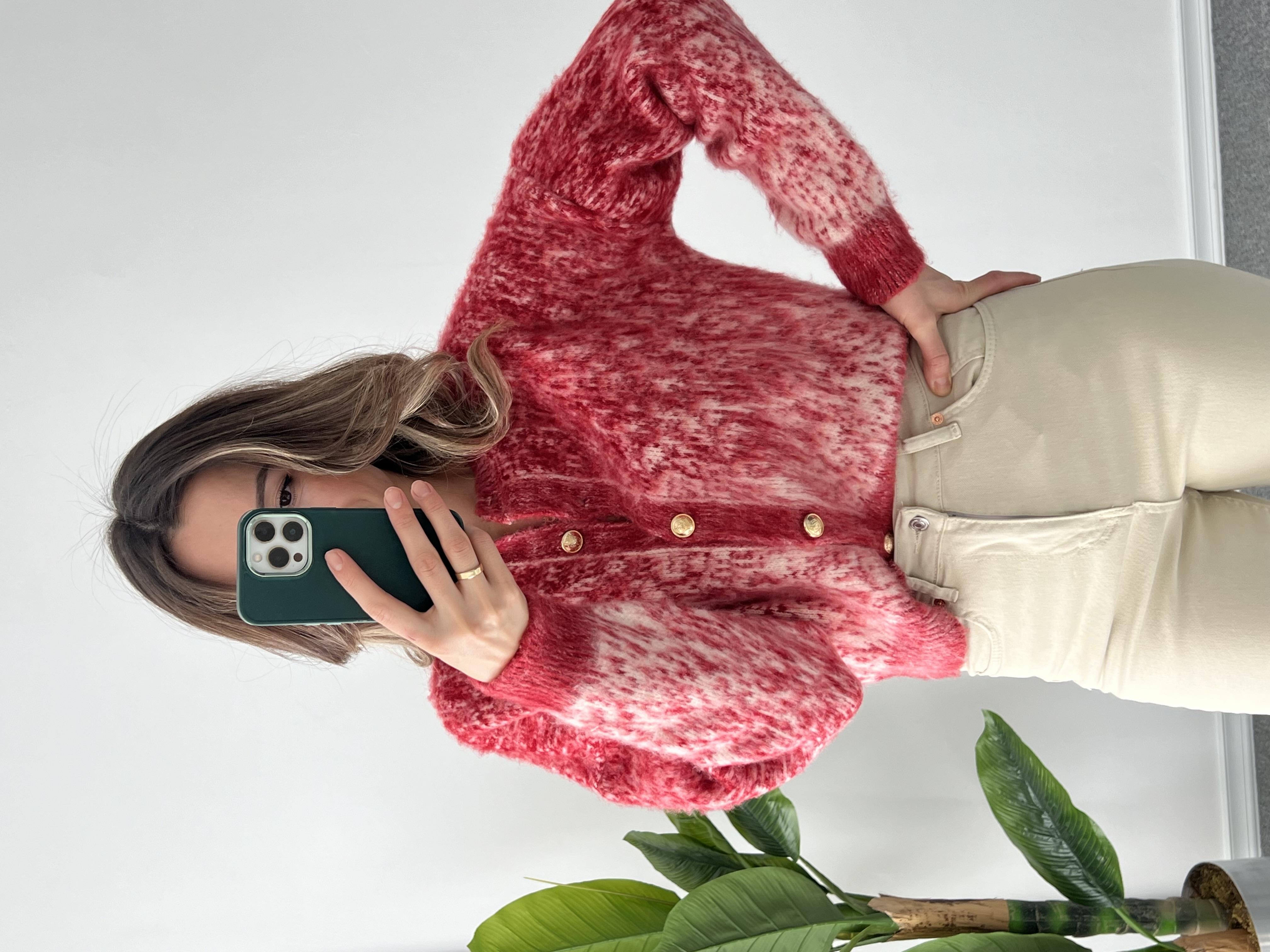 Marka Model Kırmızı Düğmeli Hırka