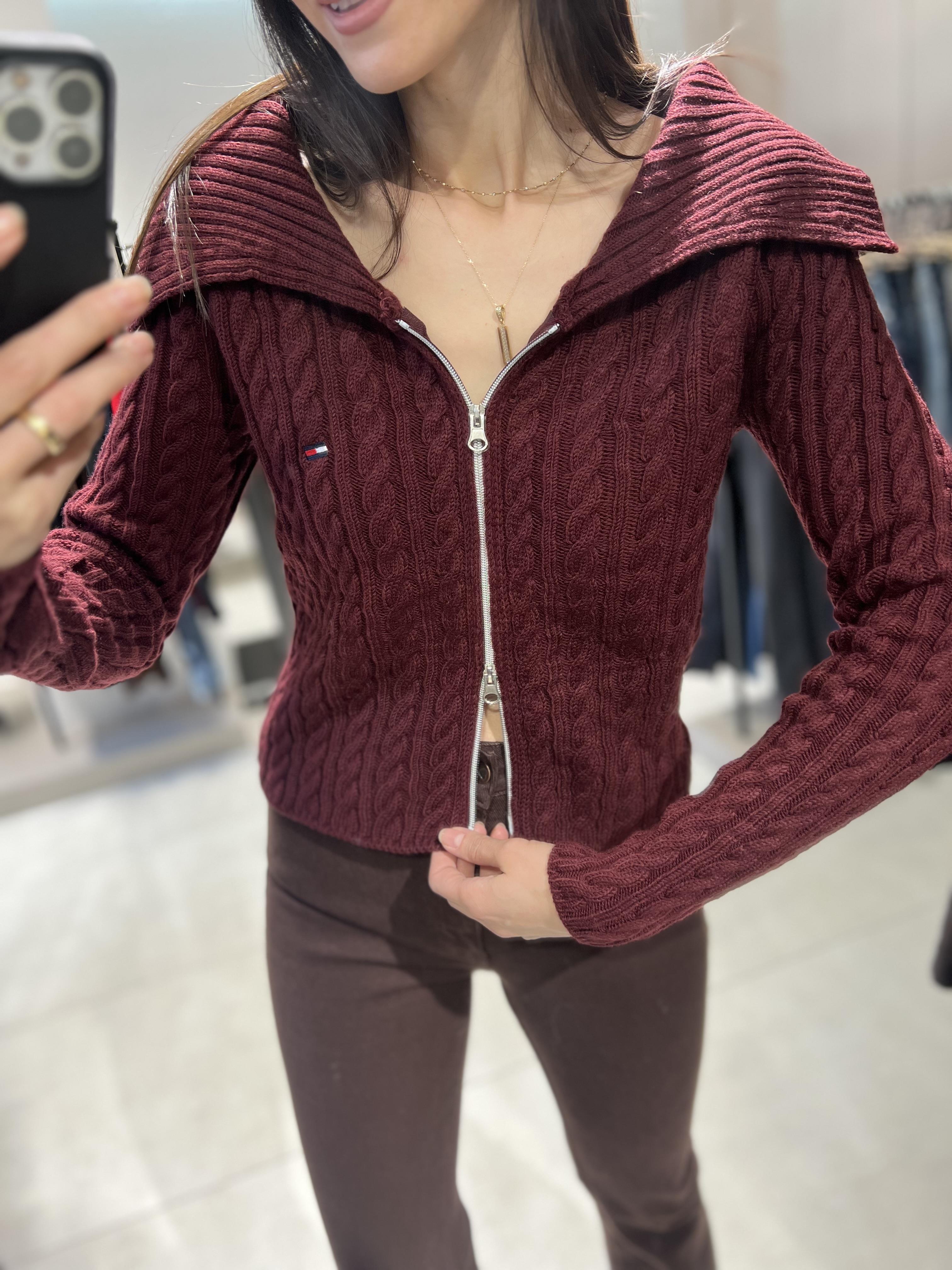 Orj Marka Saç Örgü Hırka BORDO