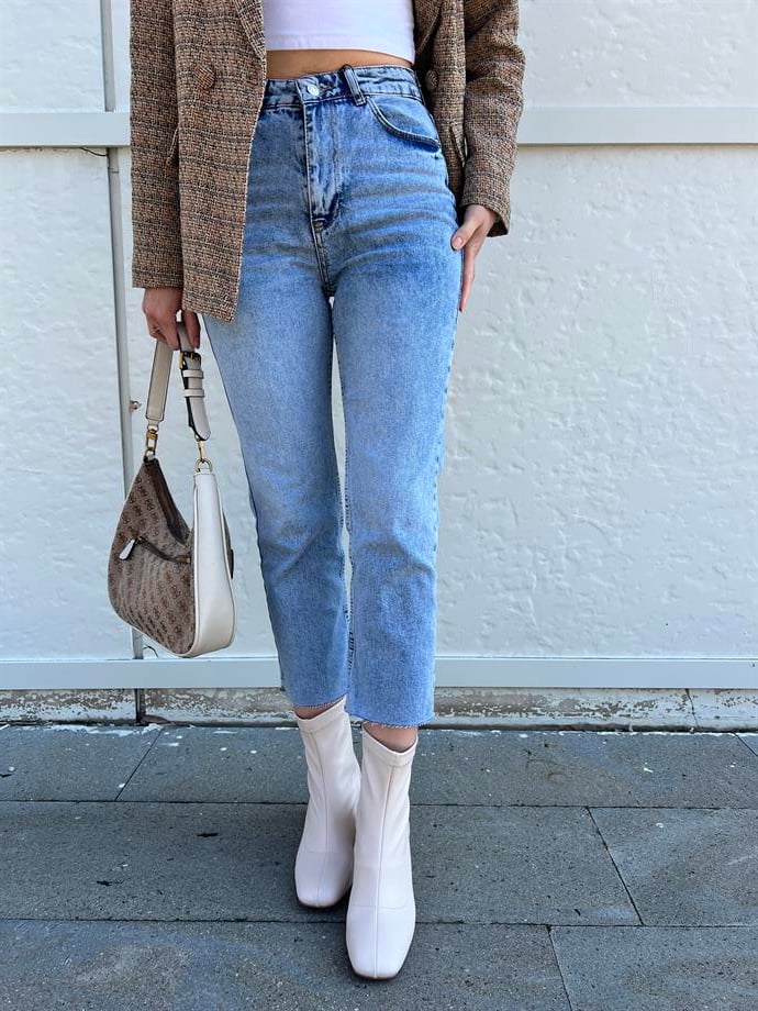 ORJİNAL MARKA KESİK PAÇA YÜKSEK BEL JEAN