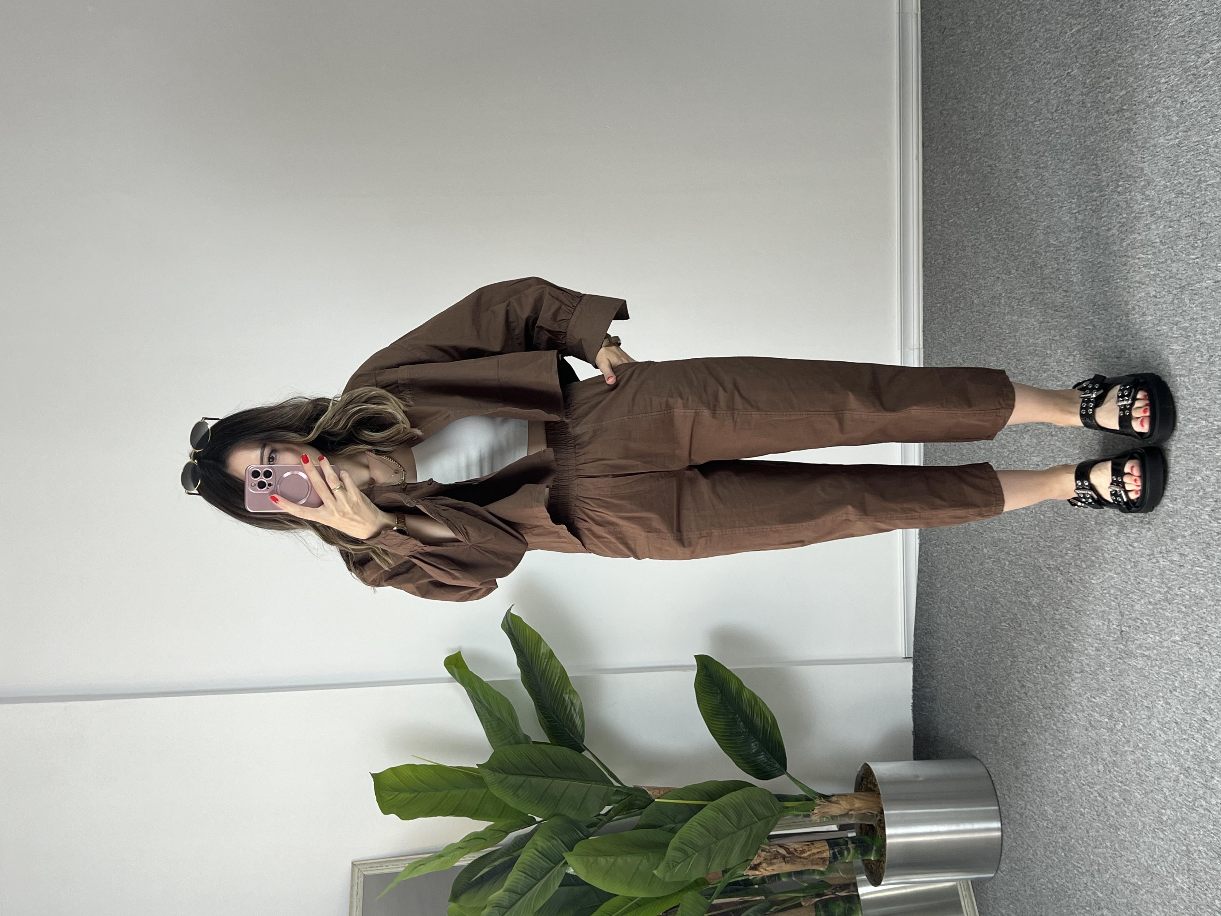 Paraşüt Kumaş Kahve İkili Takım