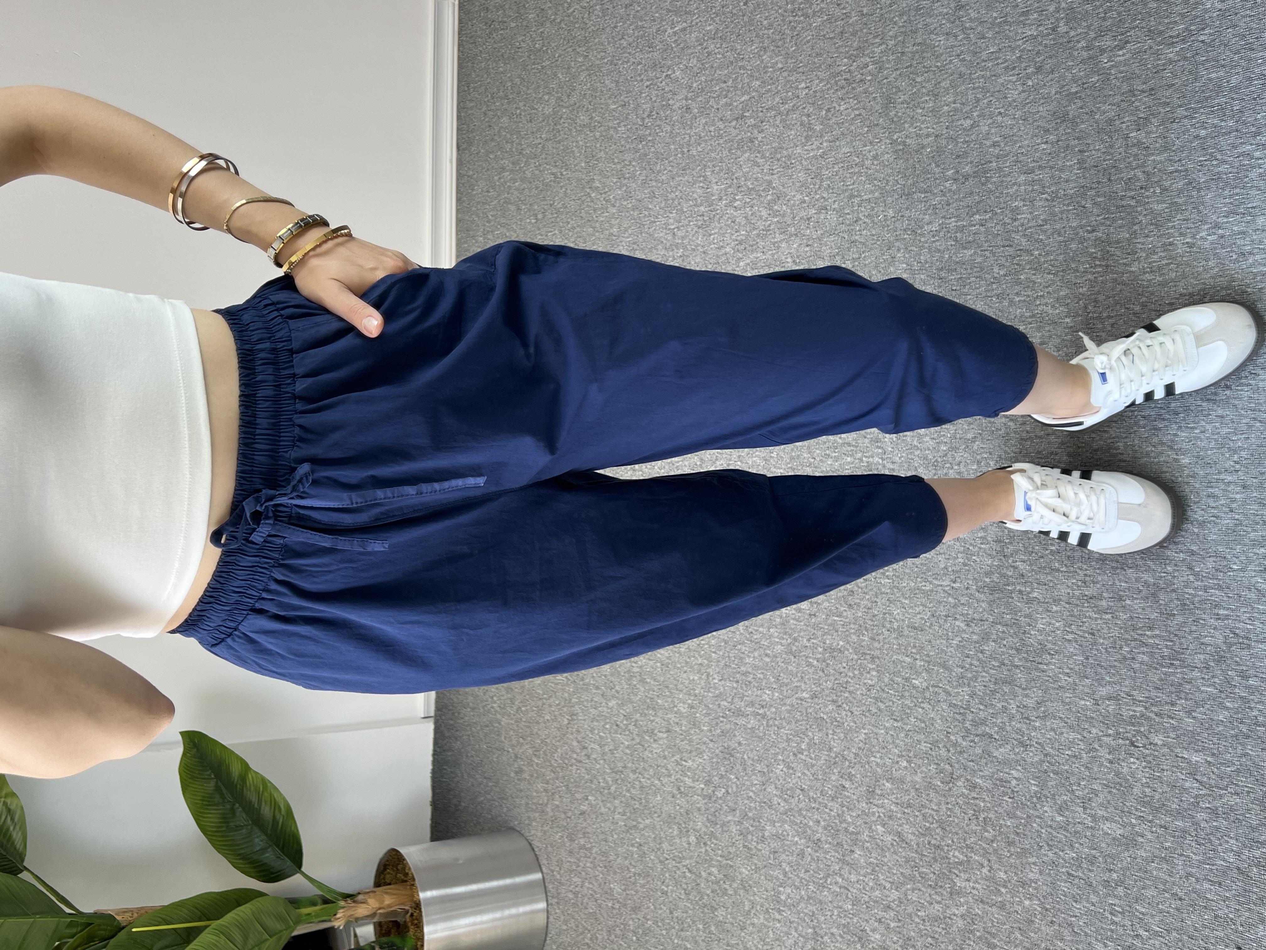 Paraşüt Kumaş Lacivert Şalvar Pantolon