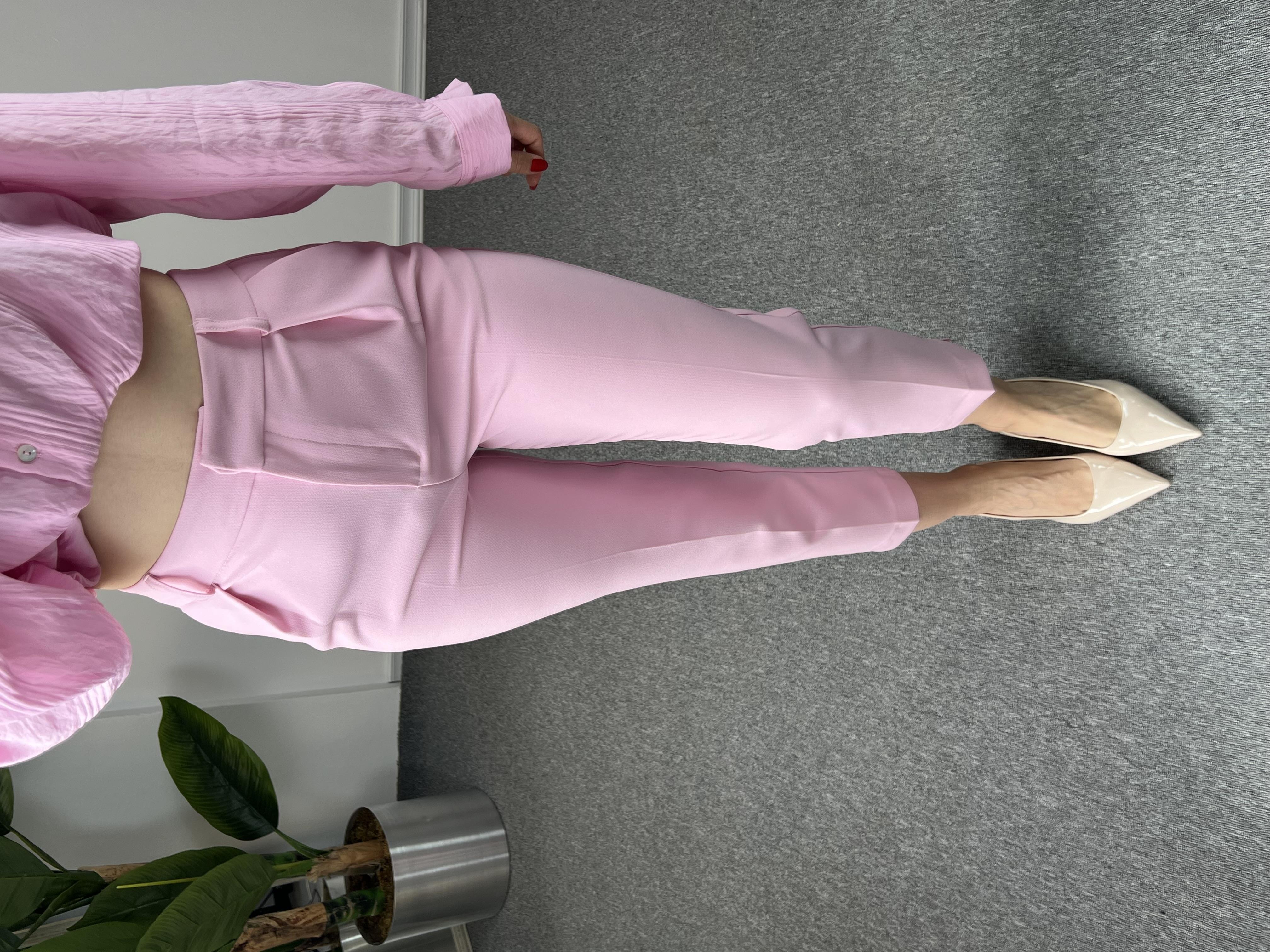 Pembe Dar Paça Kumaş Pantolon