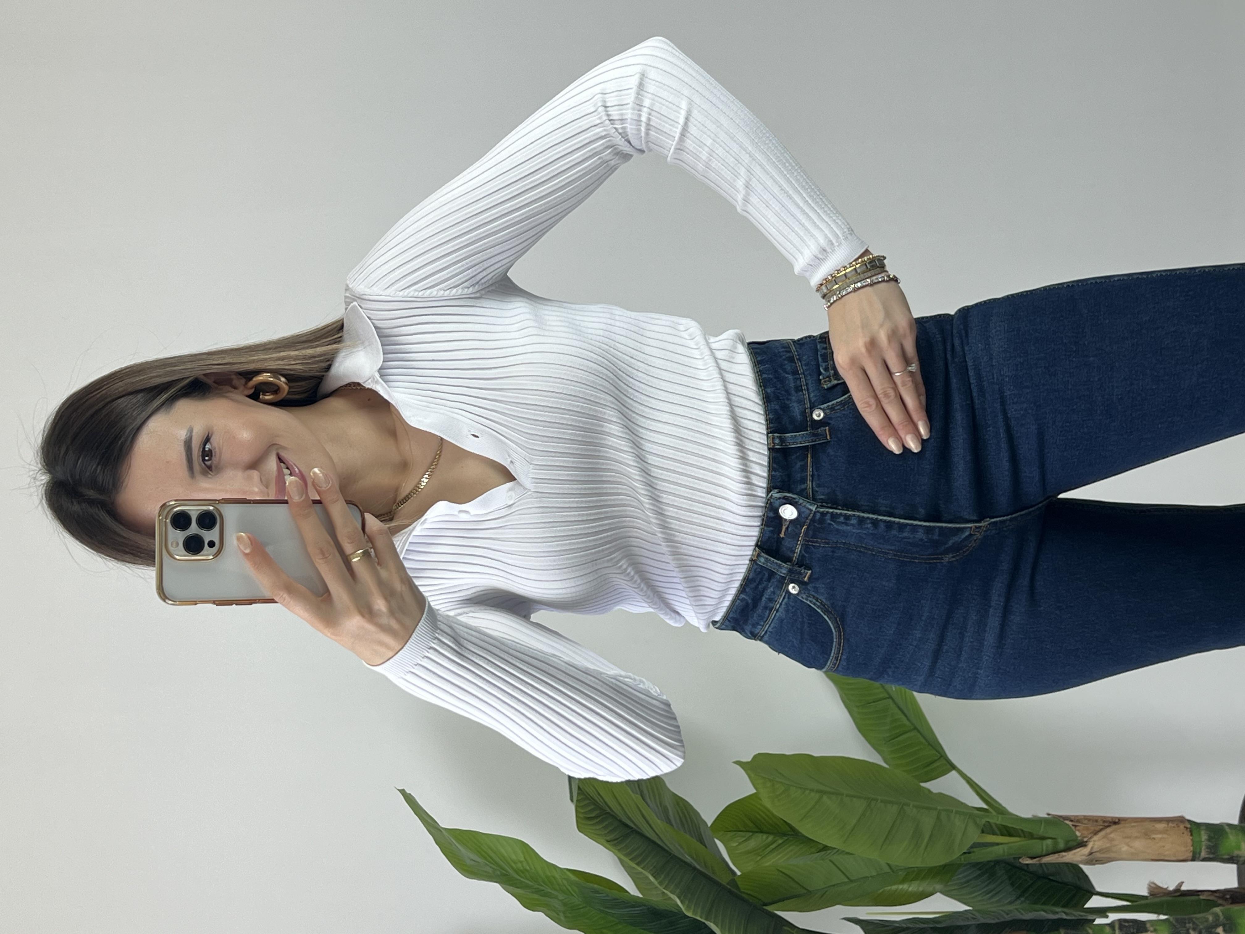 Polo Yaka Beyaz Triko