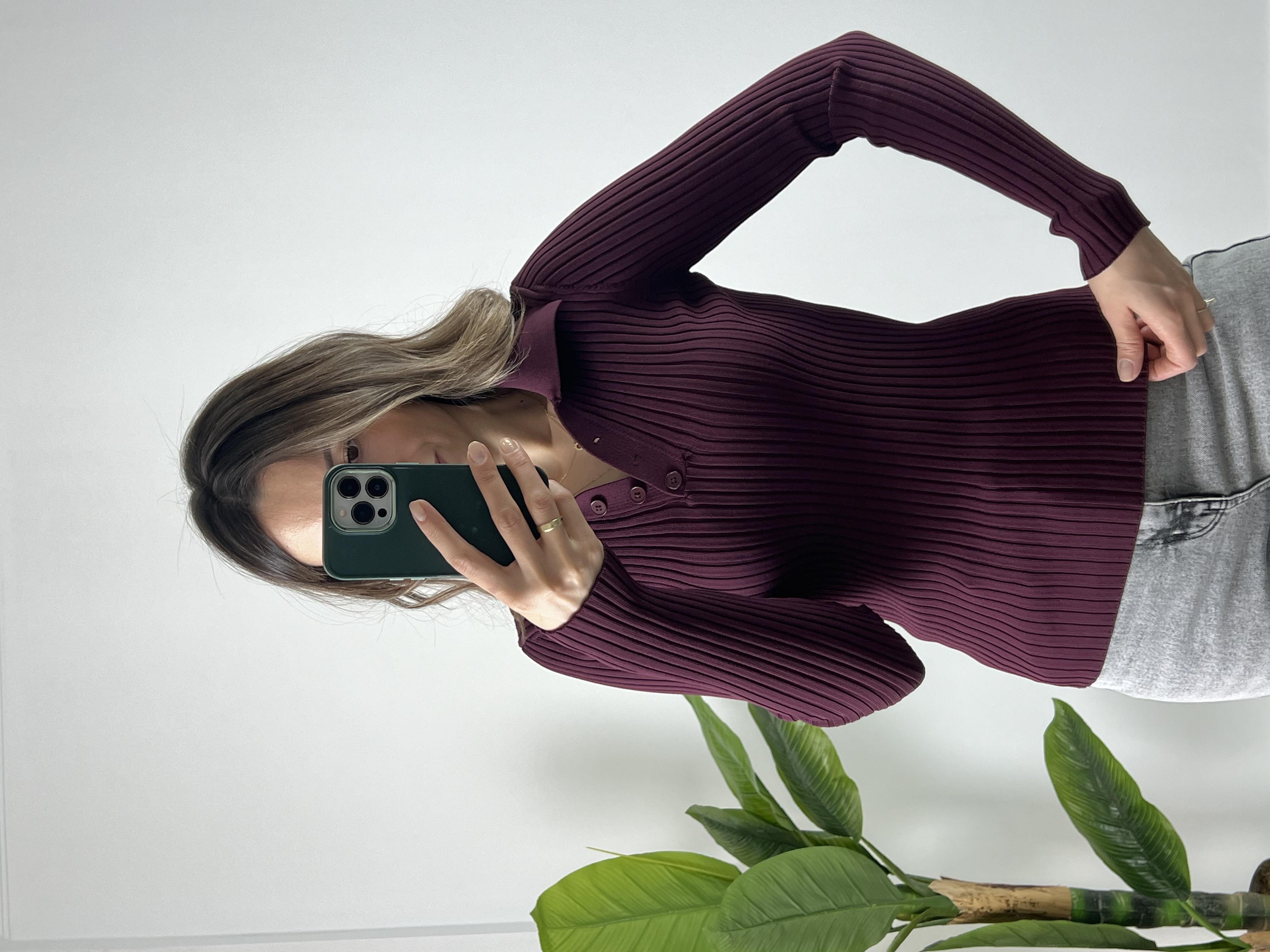 Polo Yaka Fitilli Bordo Triko