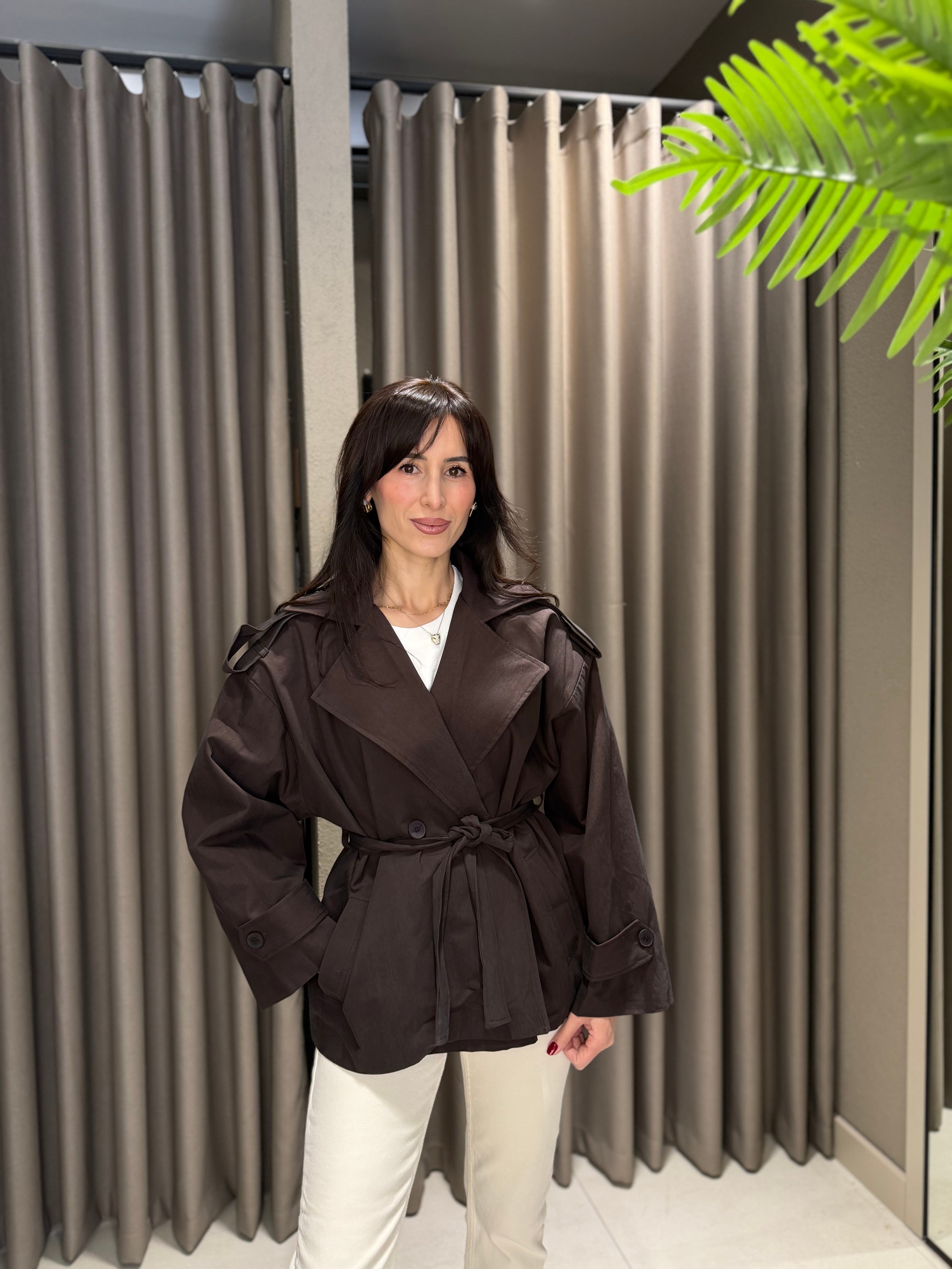 PREMİUM KISA TRENÇKOT KAHVE