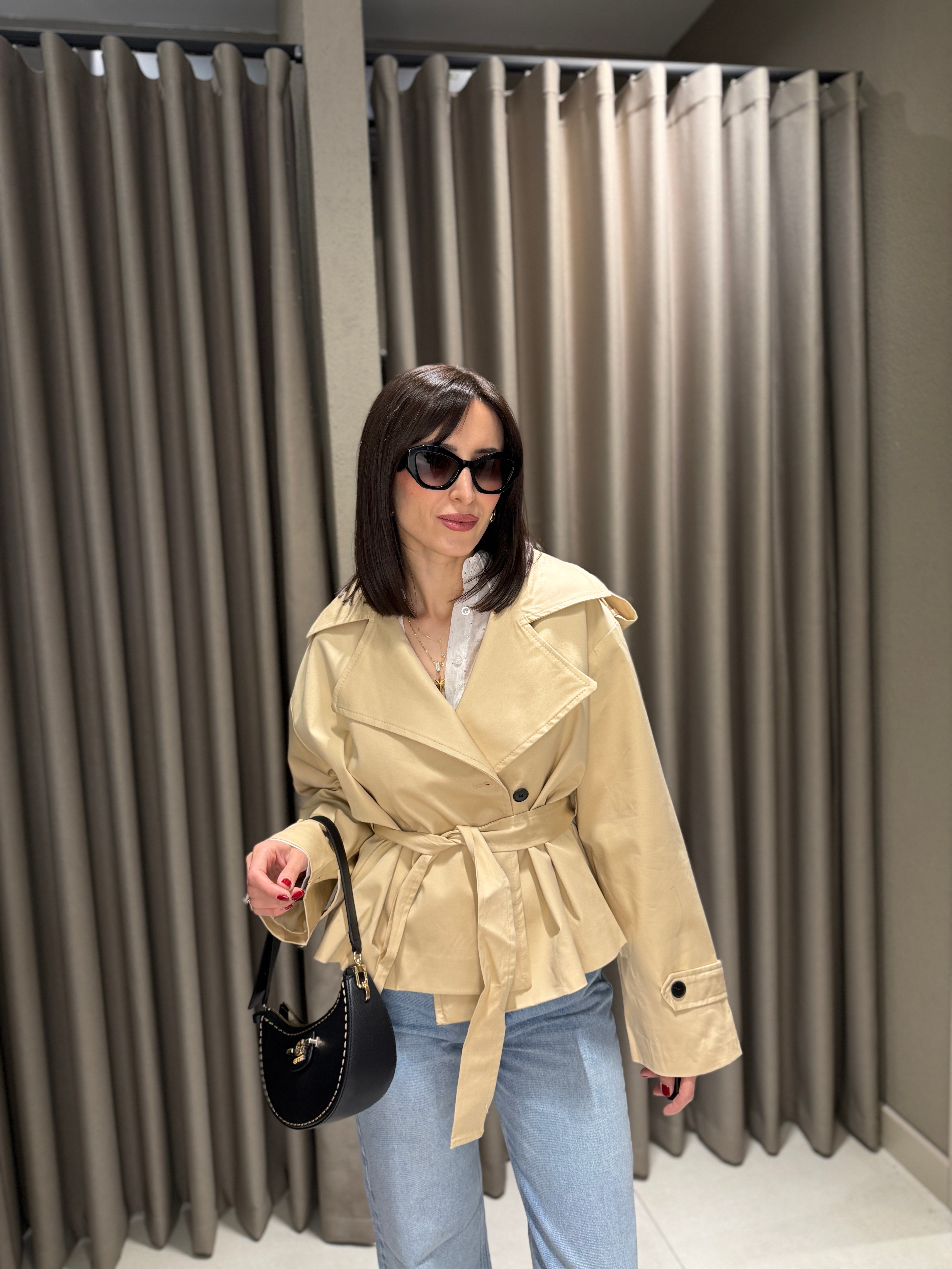 Premium Kısa Trençkot KREM