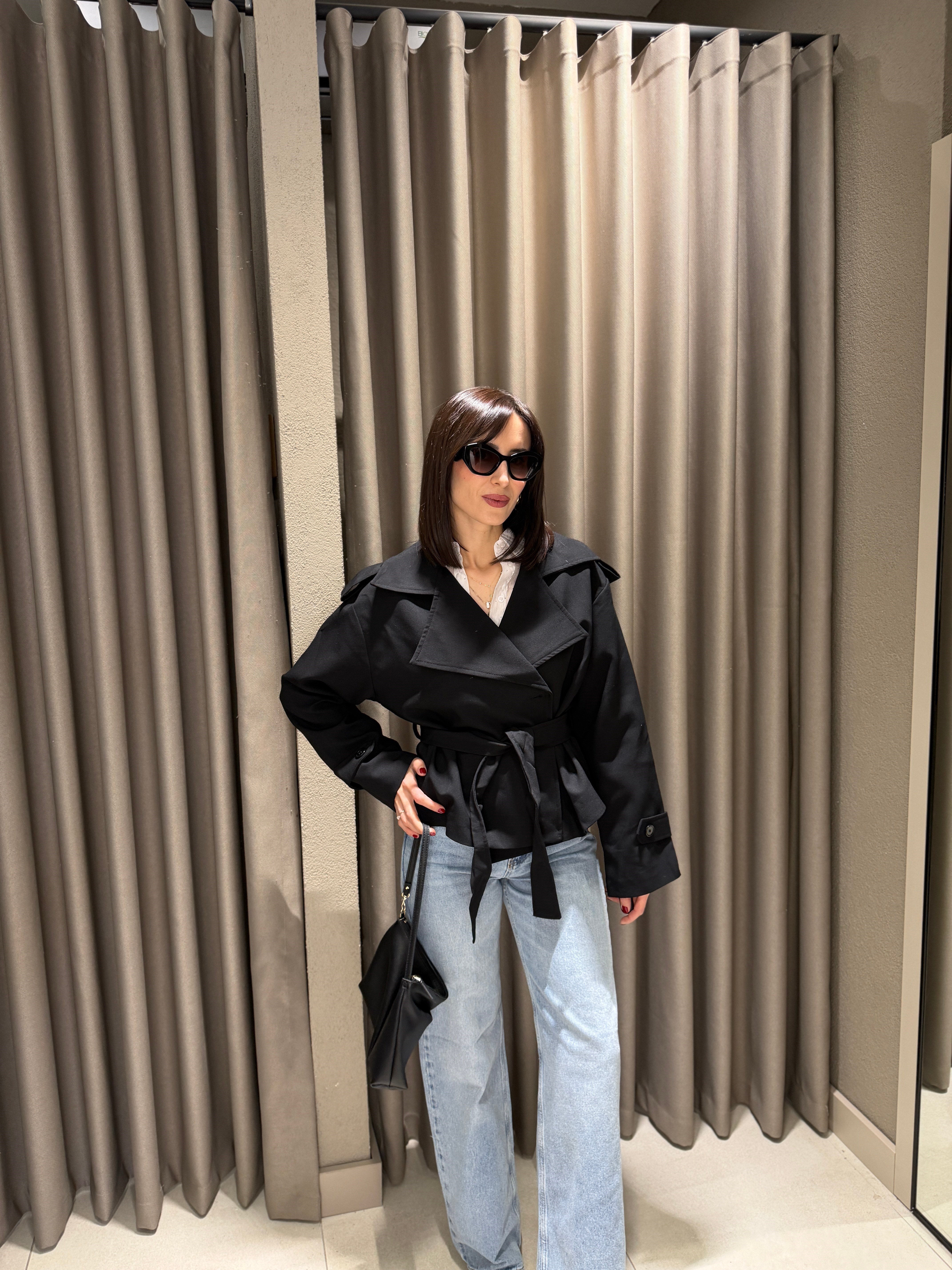 Premium Kısa Trençkot SİYAH