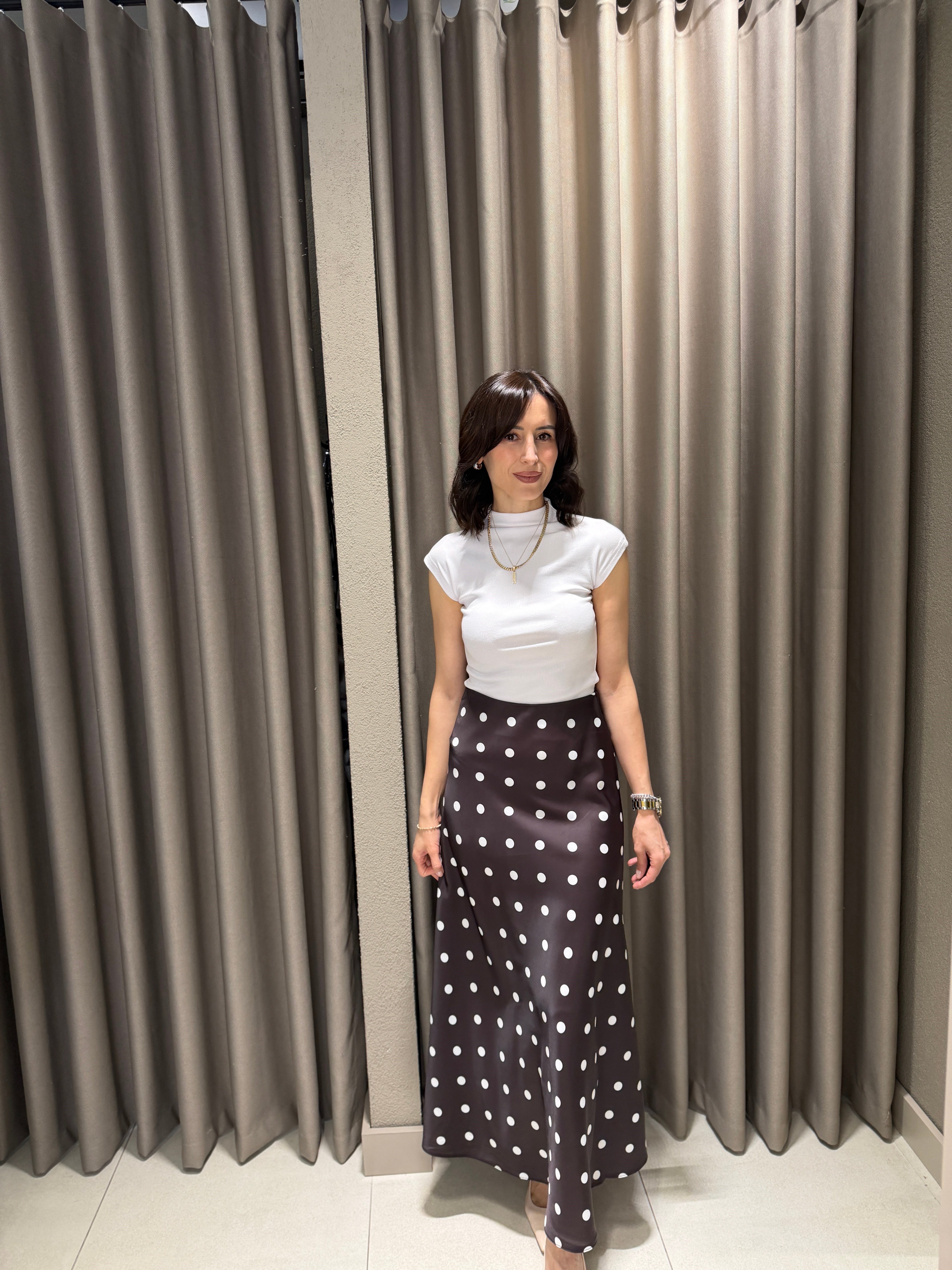 Puantiyeli Maxi Etek KAHVE