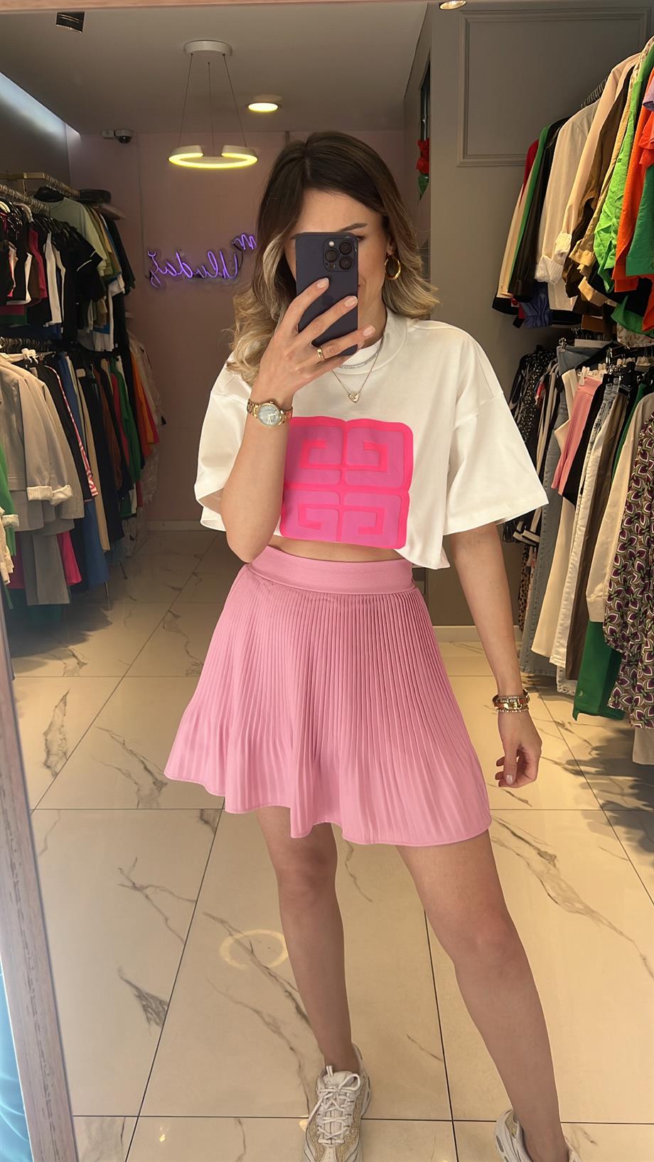 QZU PİLİSELİ ŞORT ETEK 