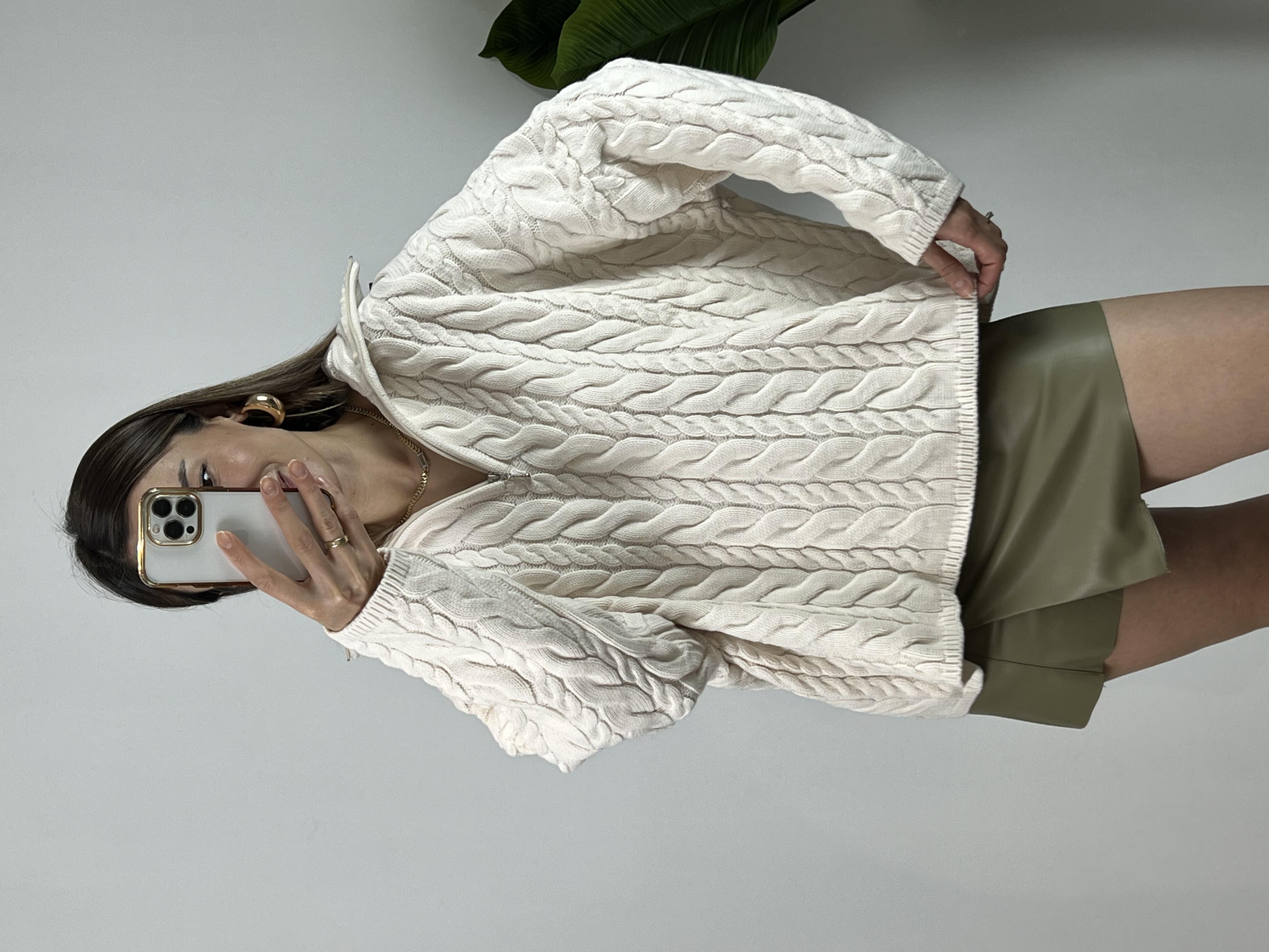 SAÇ ÖRGÜLÜ FERMUARLI KAZAK 