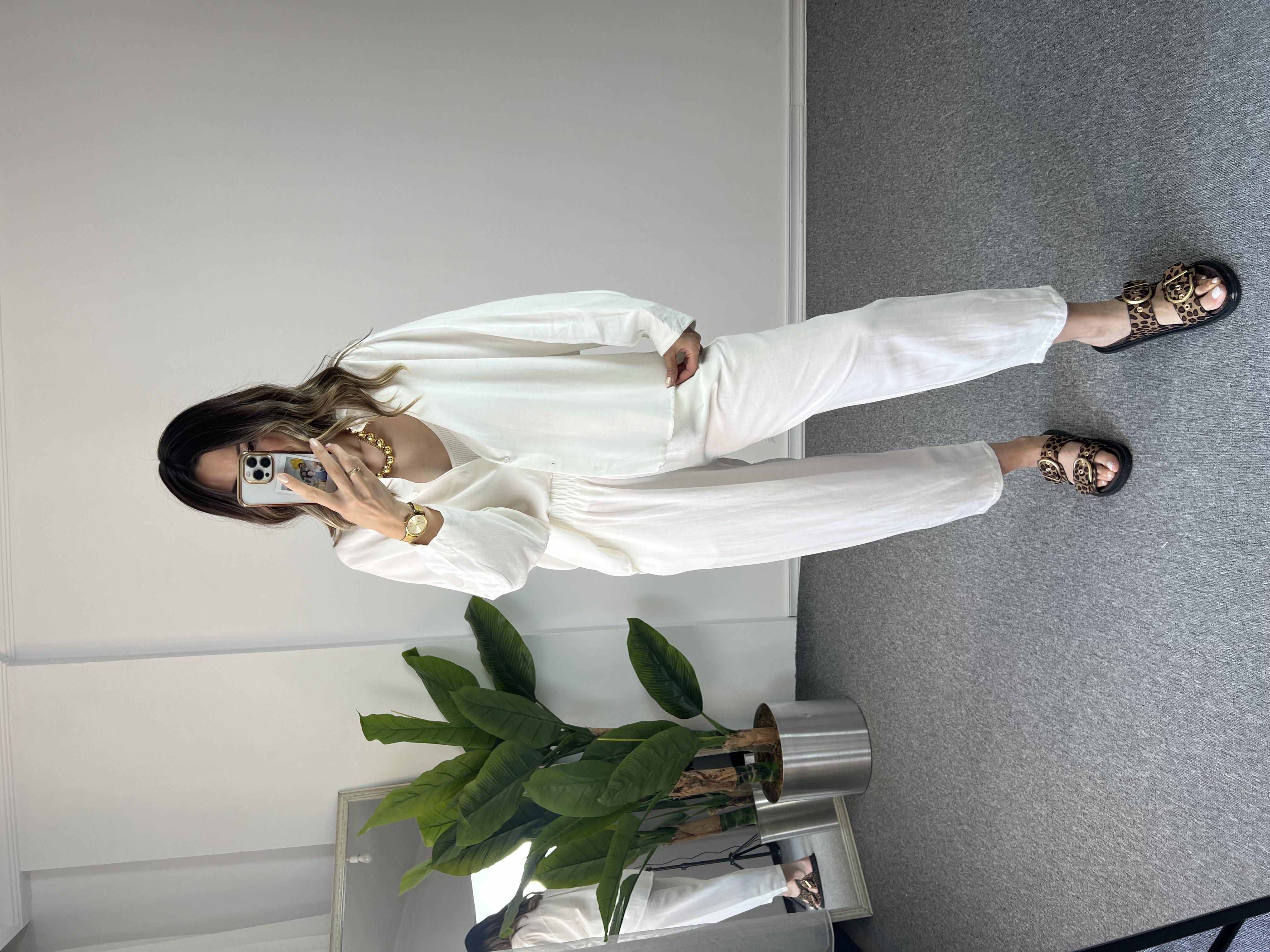 Şalvar Gömlekli Beyaz İkili Takım