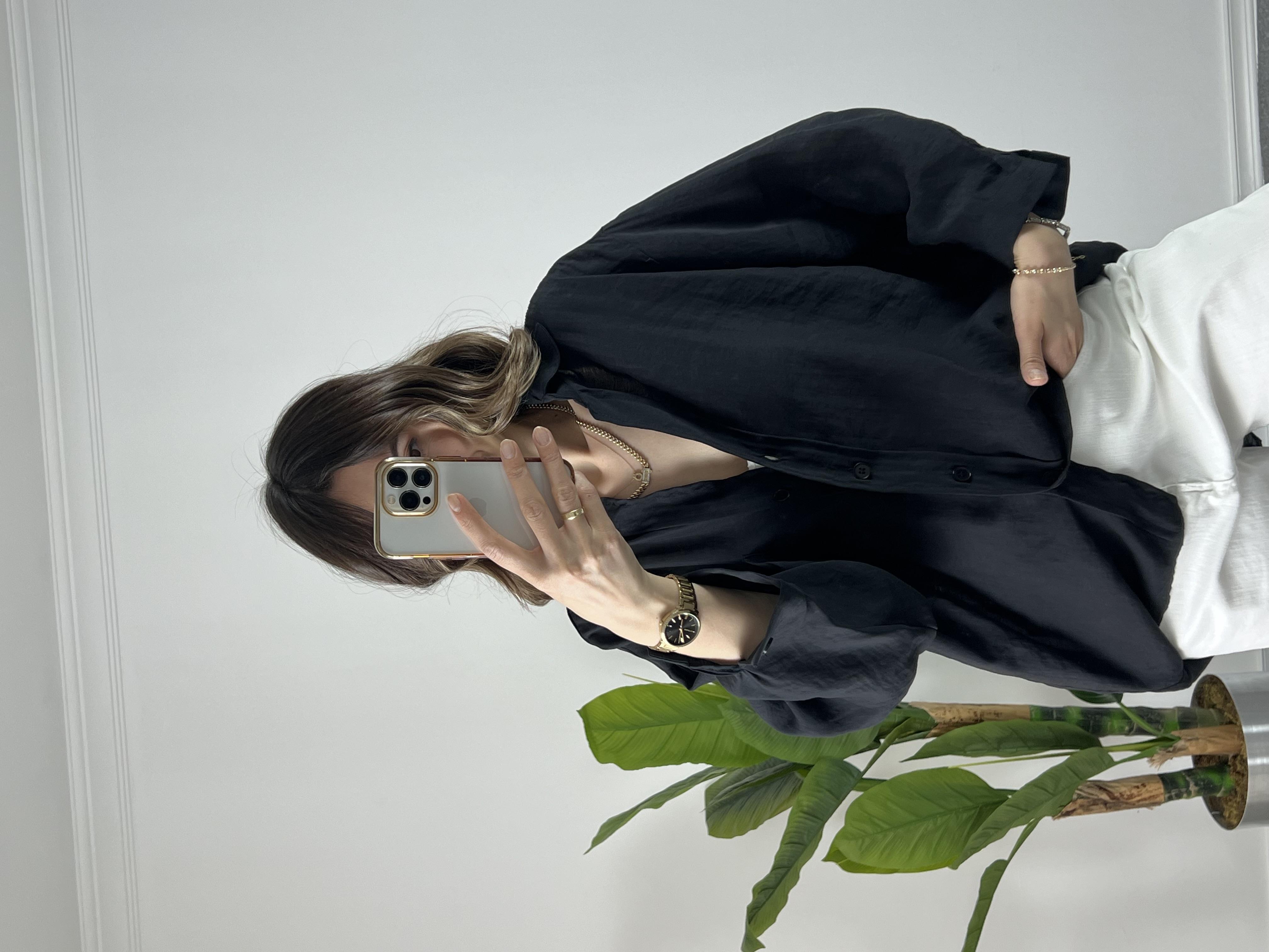 Siyah Düşük Omuz Tensel Gömlek