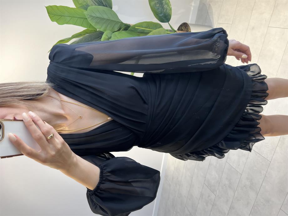 SİYAH ŞİFON ELBİSE