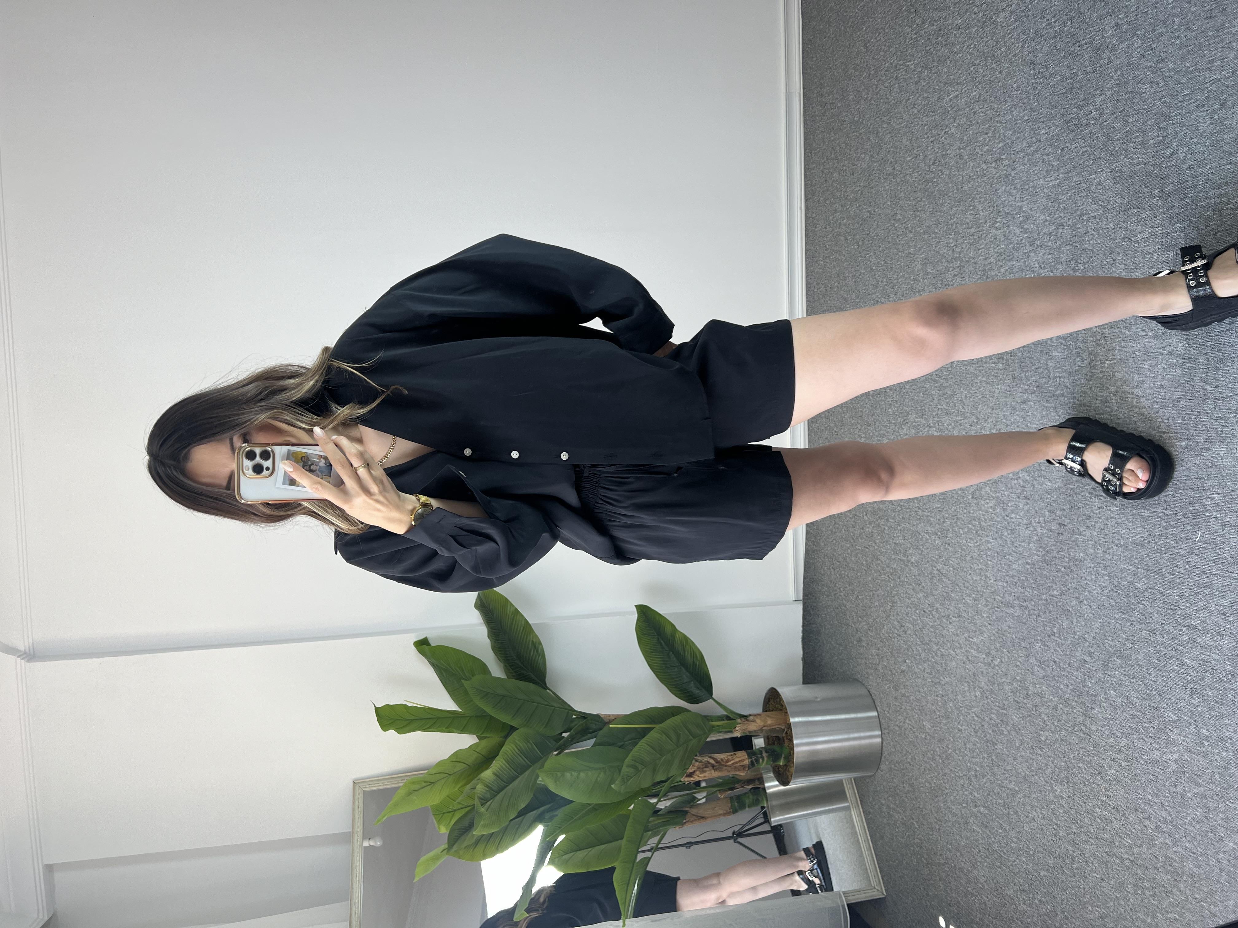 Tensel Şortlu Siyah Takım  