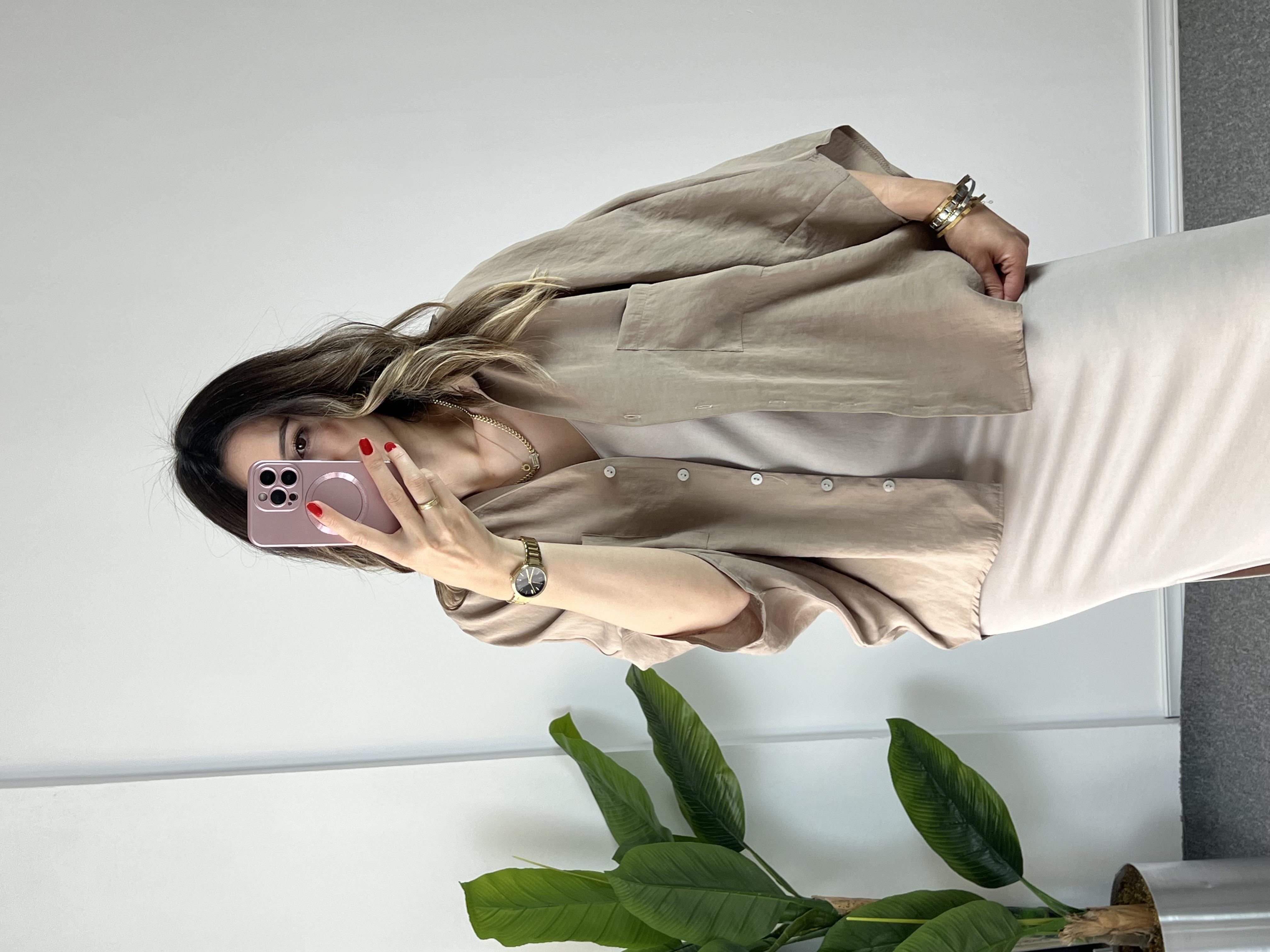 Vizon Tensel Yarasa Kol Gömlek