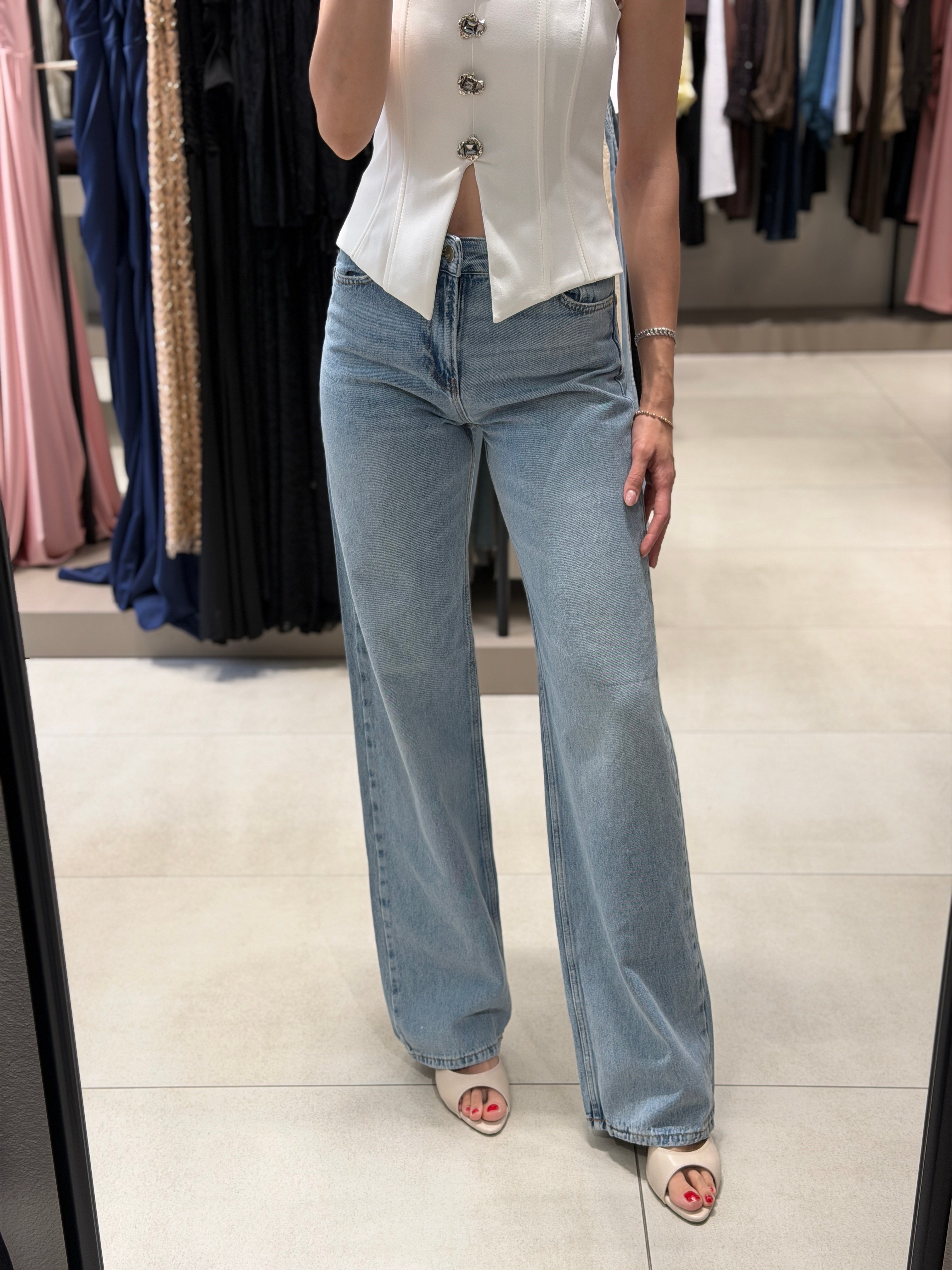 Wideleg Jean Buz Mavi