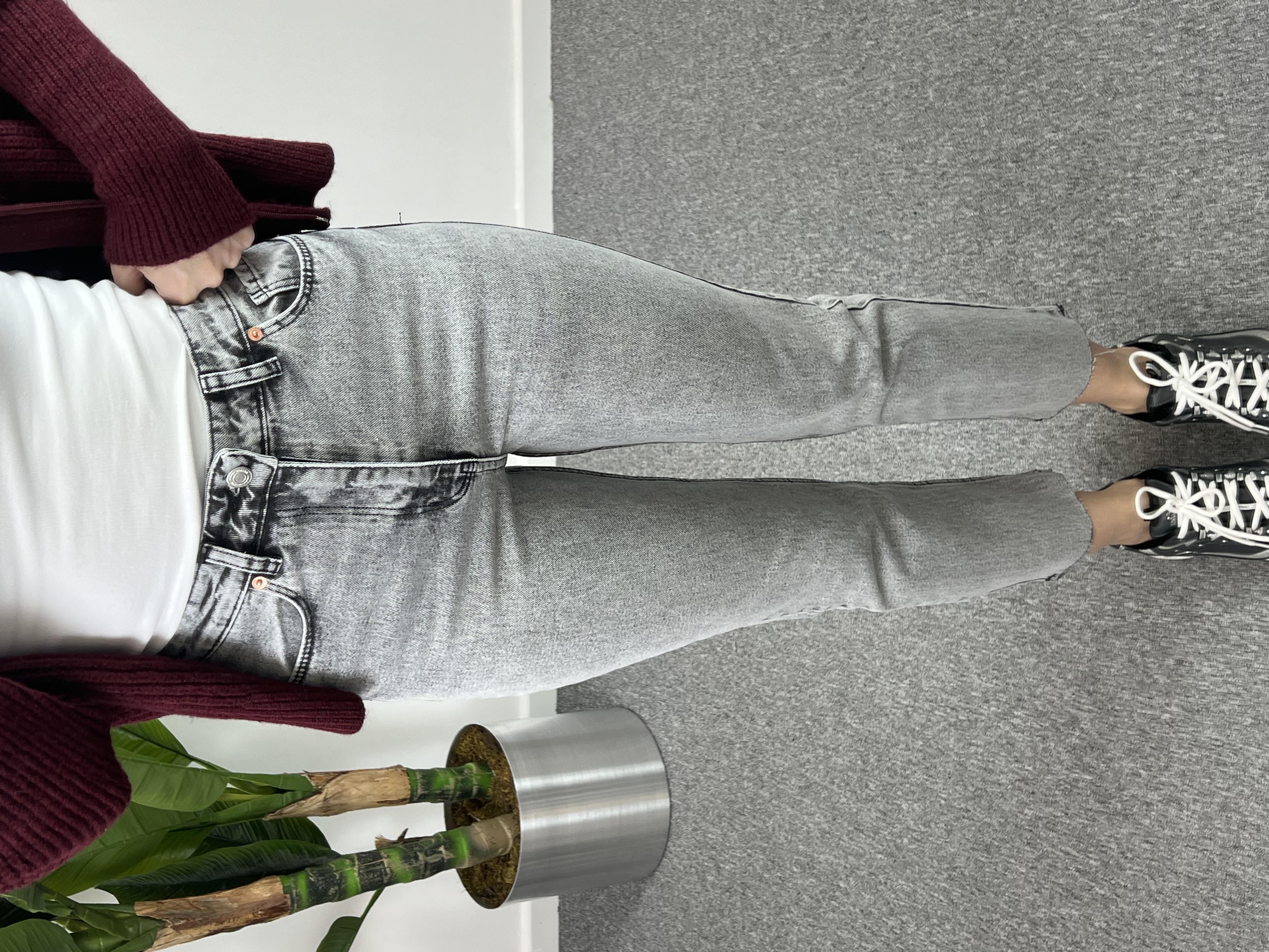 ZR Orjinal marka Açık Gri Momfit Jean