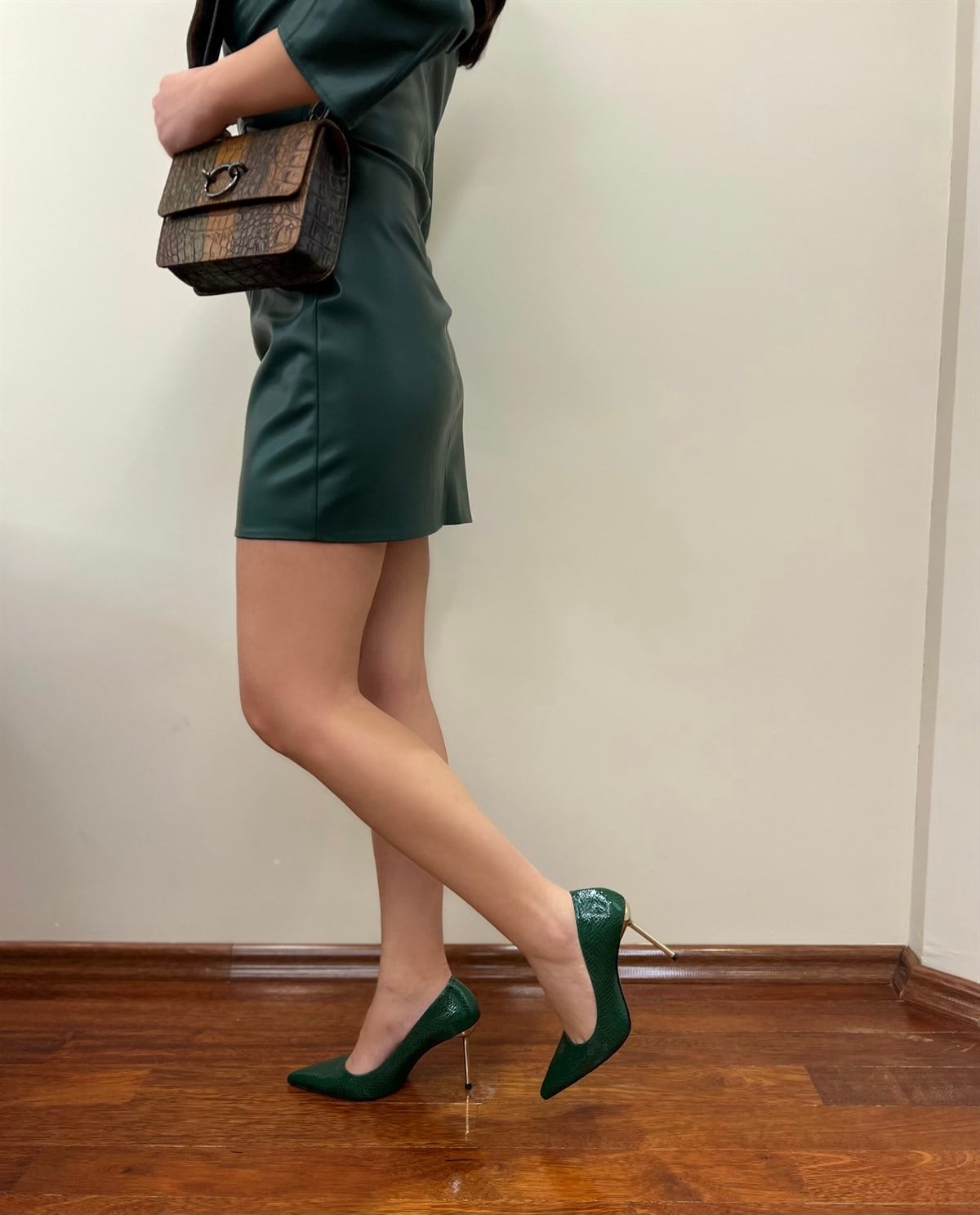 Begy-Yeşil Yılan Derili Stiletto