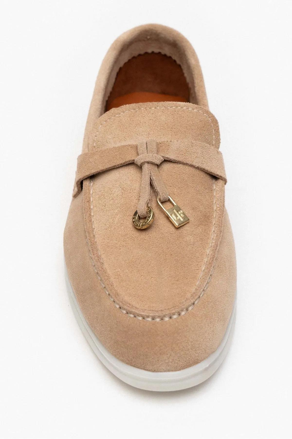 Lora Nude Hakiki Deri Kadın Loafer