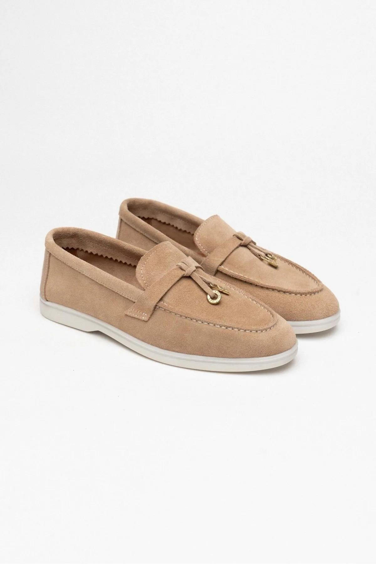 Lora Nude Hakiki Deri Kadın Loafer