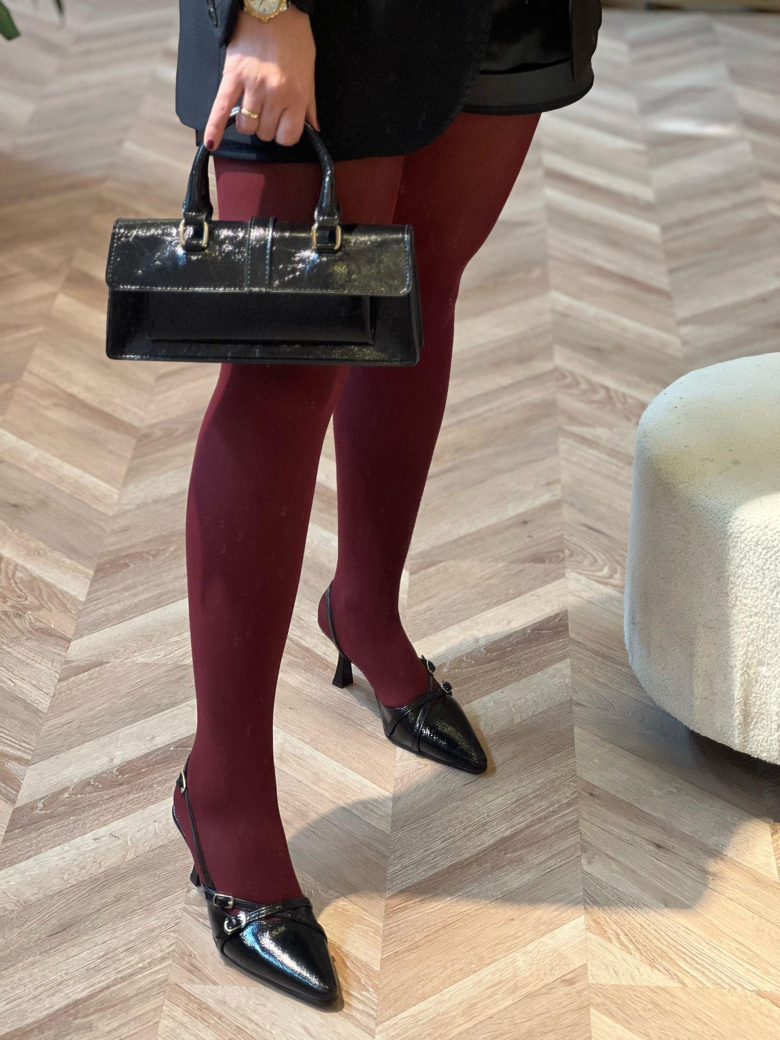 Mellyme Kırışık Rugan Siyah Topuklu Ayakkabı
