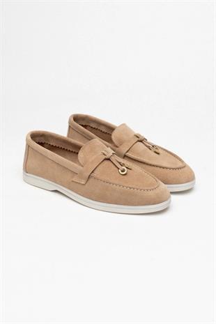 Lora Nude Hakiki Deri Kadın Loafer