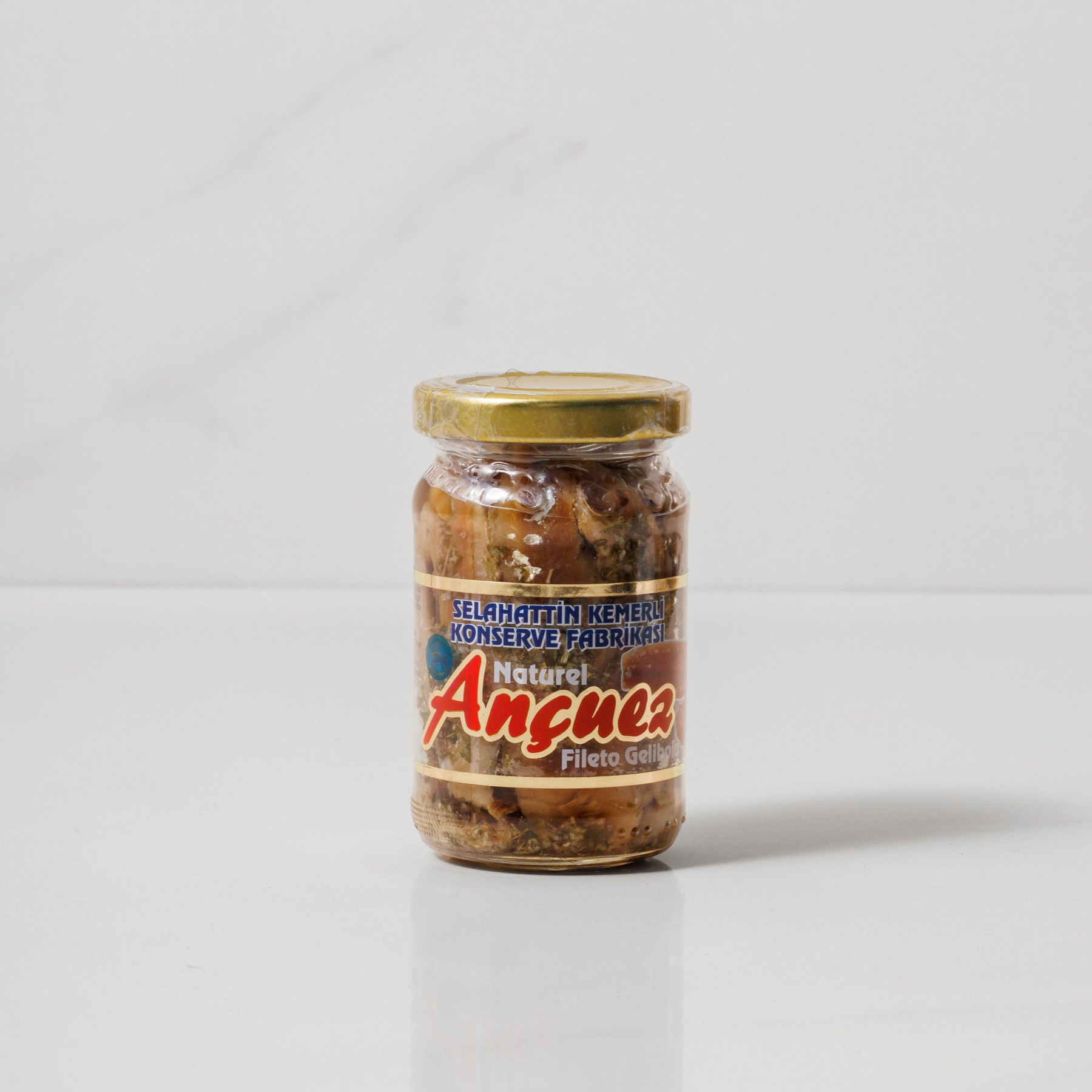 Selahattin Kemerli Garnitürlü Zeytinyağlı Ançuez Cam Kavanoz 100g