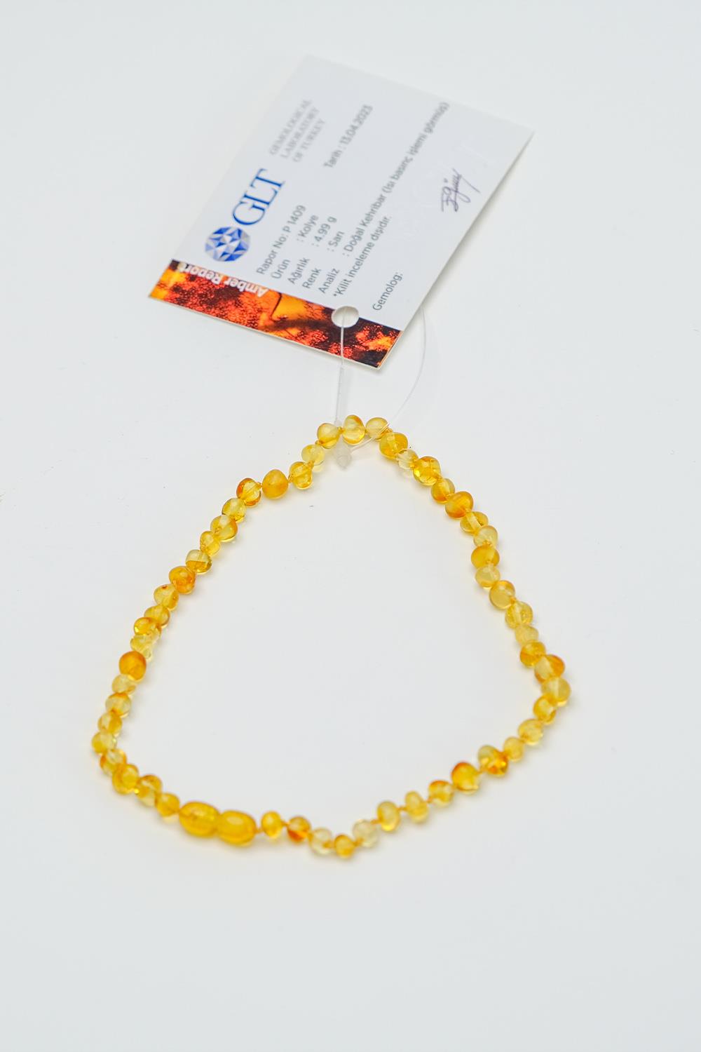 Sarı Kehribar Bebek Kolye