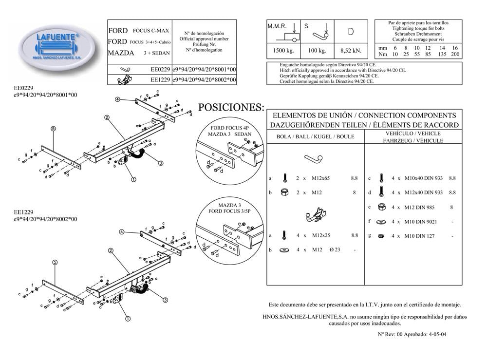 FORD Focus HB 10.2004 -12.2010 (Sabit Topuz)