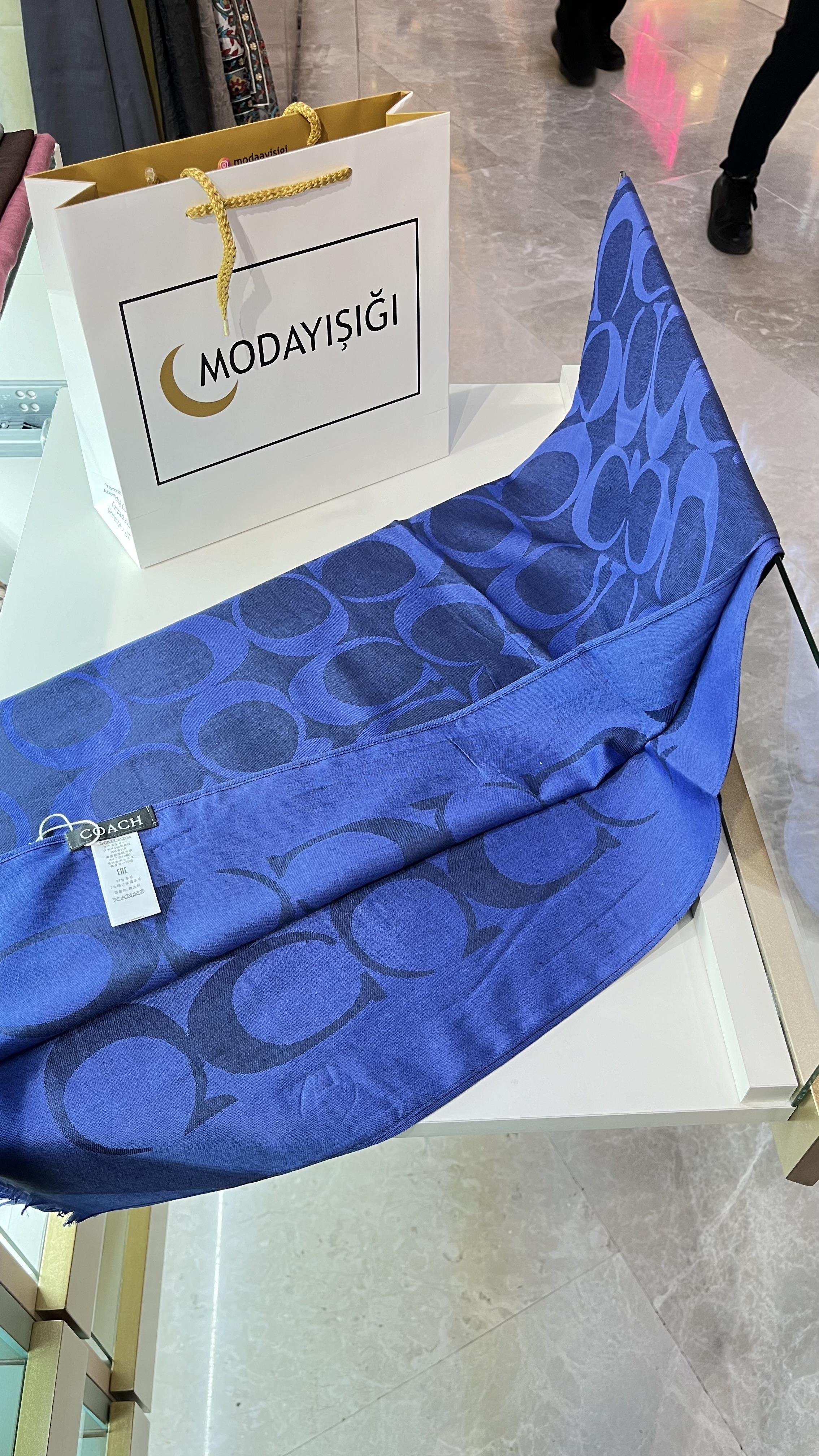 Yeni Sezon C Desen Saks Yün Pamuk Şal