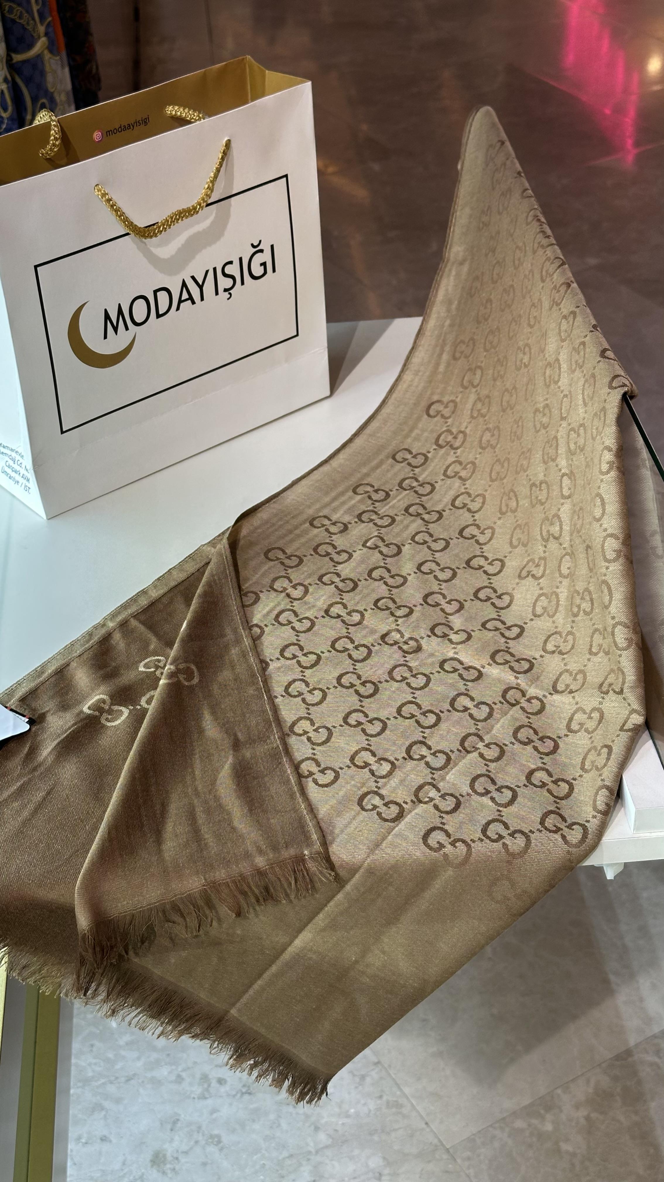 Yün Pamuk G Desen Karamel Şal